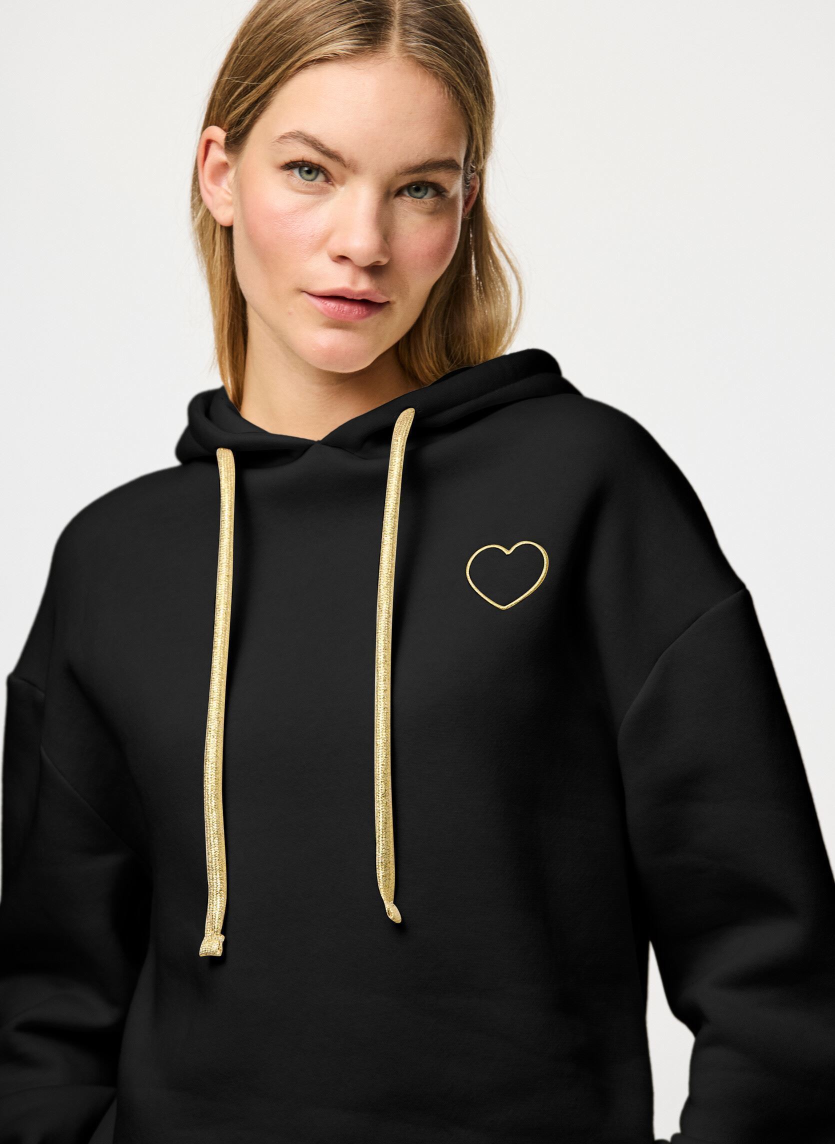 Felpe con cappuccio Pcchilli Ls Heart Hoodie D2D donna nero Pieces Felpe con cappuccio Pcchilli Ls Heart Hoodie D2D donna nero Black Leopard Heart