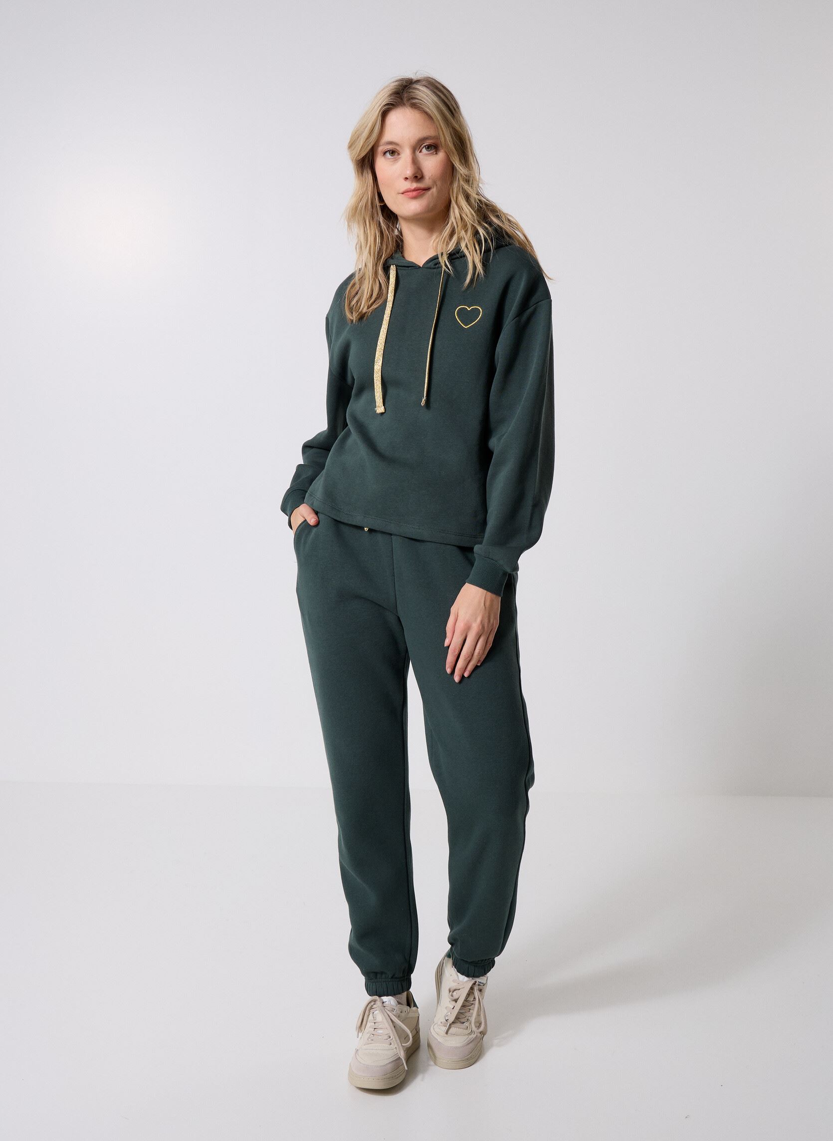 Sweats à capuche Pcchilli Ls Heart Hoodie D2D femme vert Pieces Sweats à capuche Pcchilli Ls Heart Hoodie D2D femme vert Darkest Spruce