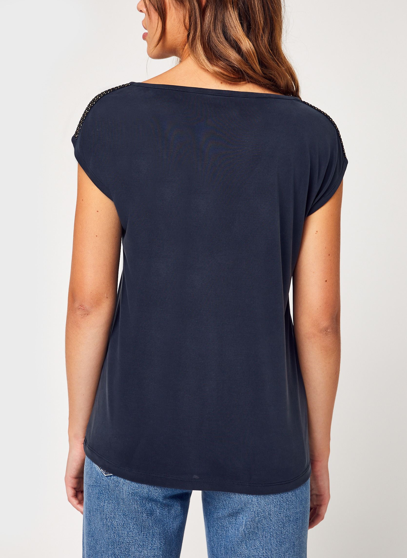 Tee-shirts Pchamala Ss Top Kac Fc femme noir Pieces Tee-shirts Pchamala Ss Top Kac Fc femme noir Black