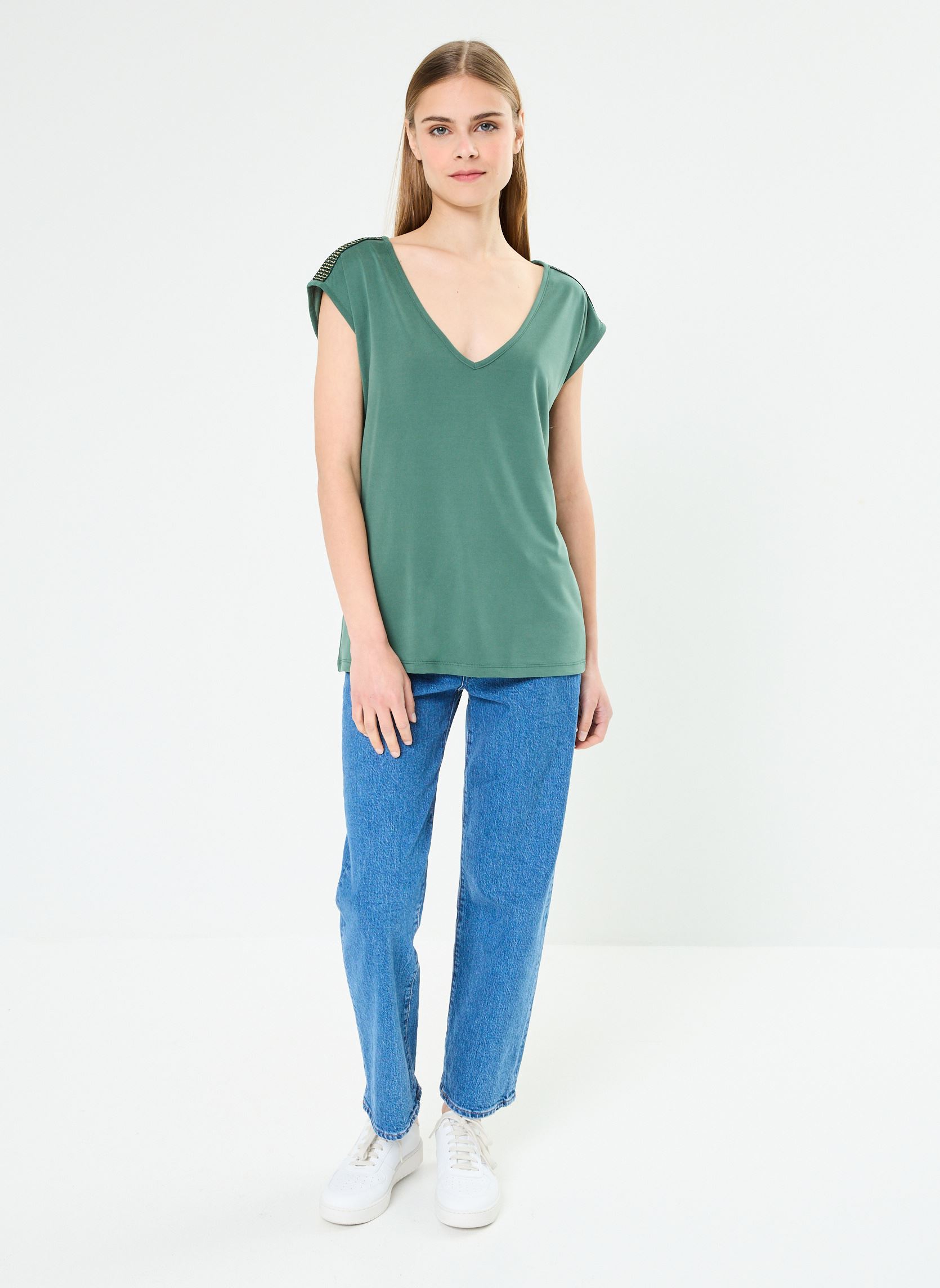 Tee-shirts Pchamala Ss Top Kac Fc femme vert Pieces Tee-shirts Pchamala Ss Top Kac Fc femme vert Trekking Green