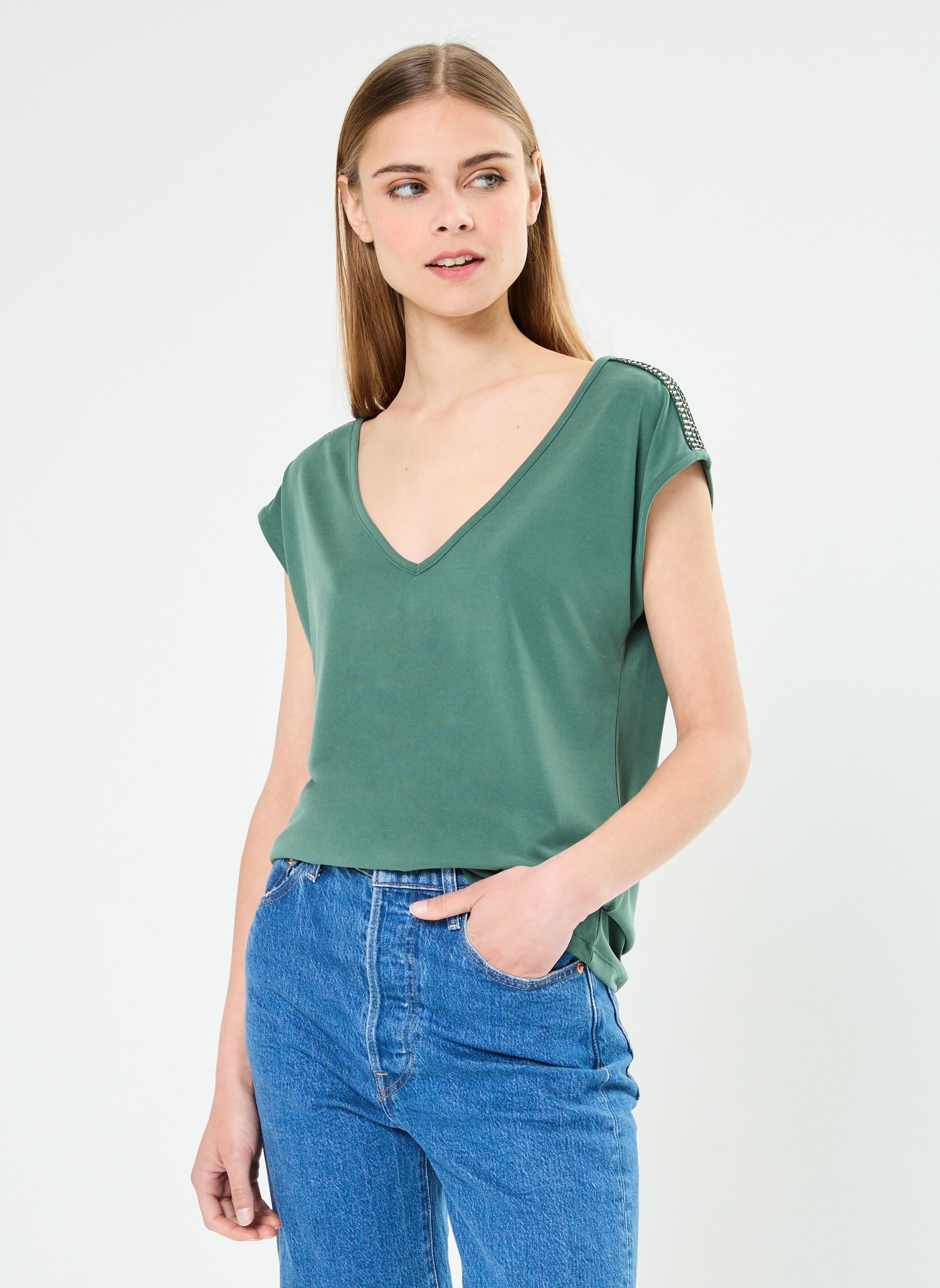 Tee-shirts Pchamala Ss Top Kac Fc femme vert Pieces Tee-shirts Pchamala Ss Top Kac Fc femme vert Trekking Green