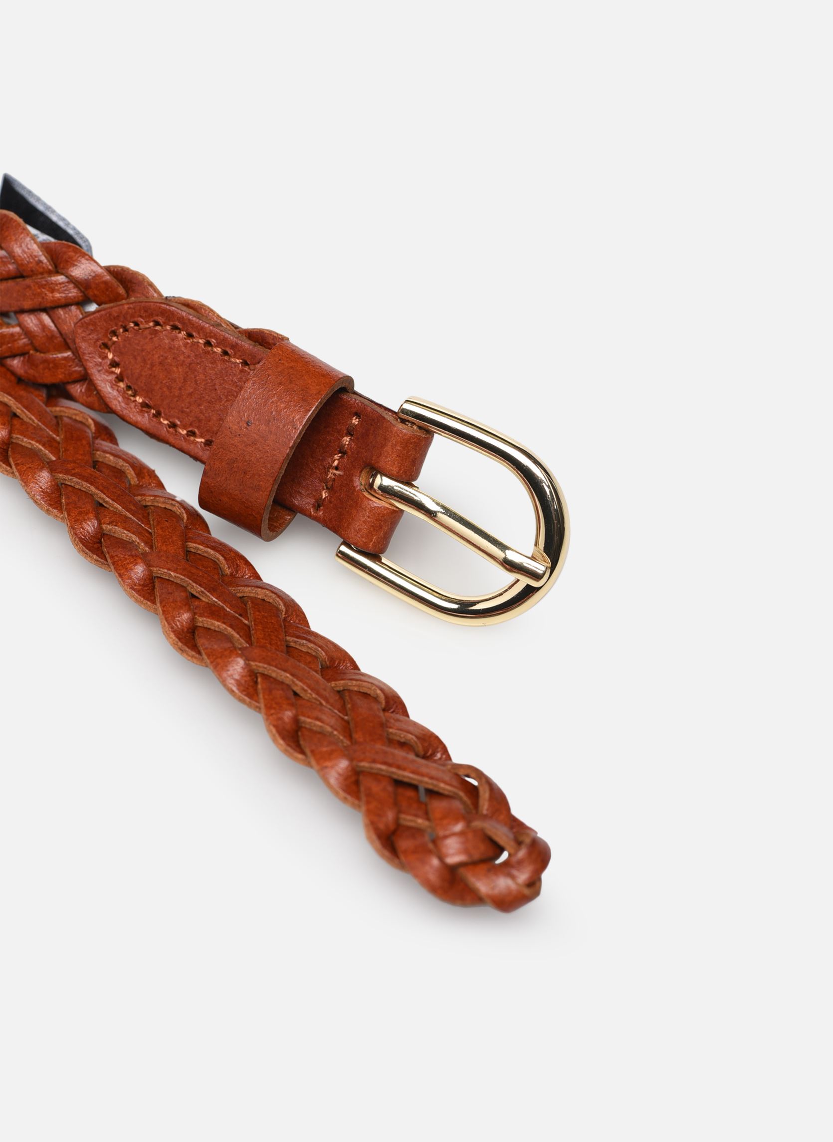 Riemen Avery Leather Braided Slim Belt dames bruin Pieces Riemen Avery Leather Braided Slim Belt dames bruin Cognac