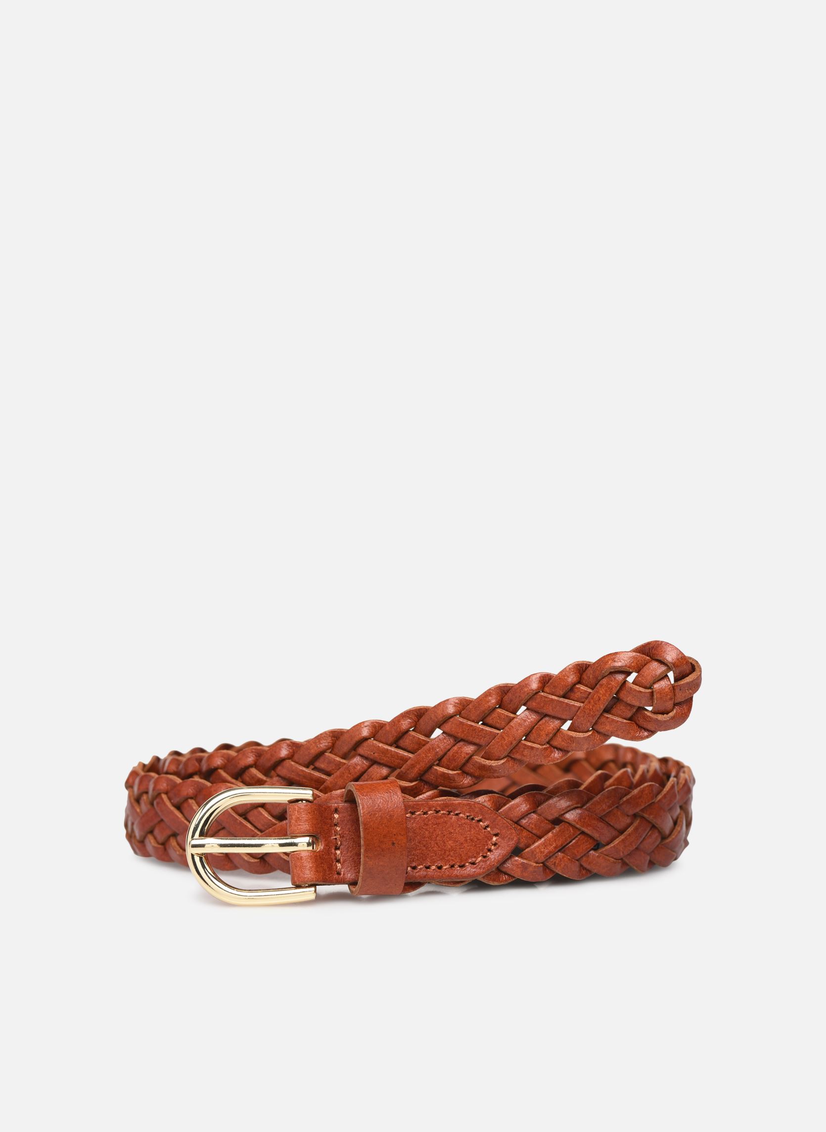 Riemen Avery Leather Braided Slim Belt dames bruin Pieces Riemen Avery Leather Braided Slim Belt dames bruin Cognac