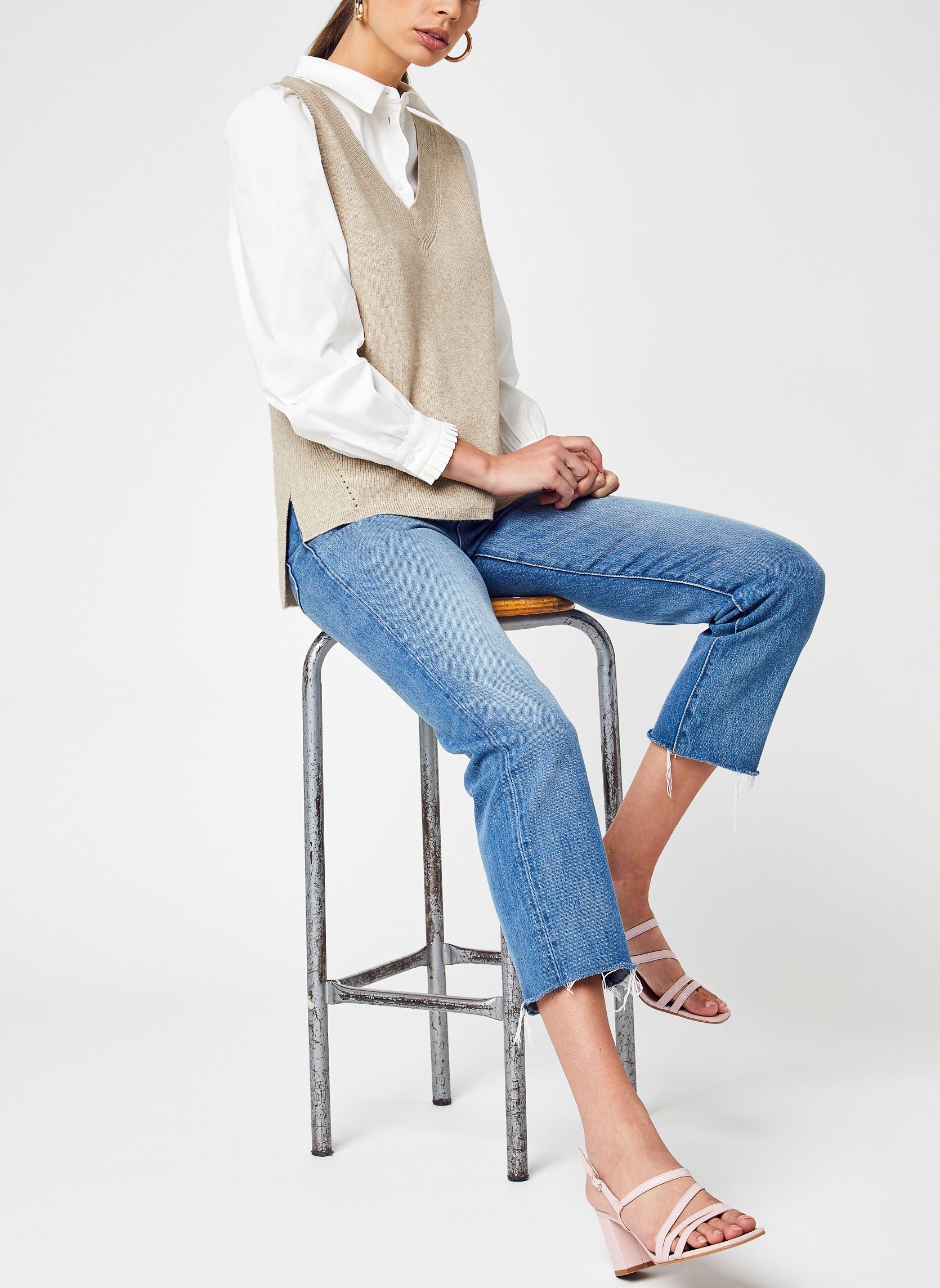 Pullover Viril Knit Rib V-Neck SL Vest - Noos damen beige Vila Pullover Viril Knit Rib V-Neck SL Vest - Noos damen beige Natural Melange