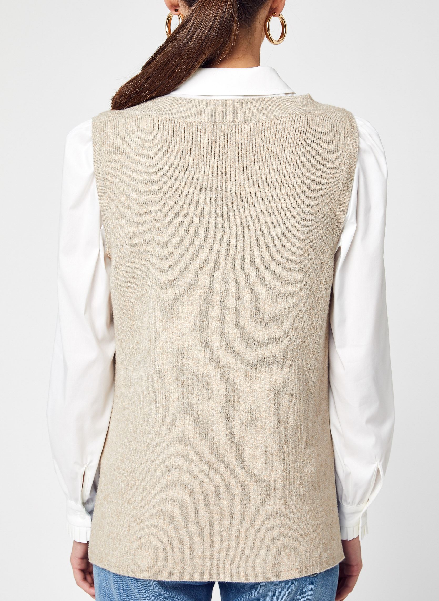 Pullover Viril Knit Rib V-Neck SL Vest - Noos damen beige Vila Pullover Viril Knit Rib V-Neck SL Vest - Noos damen beige Natural Melange