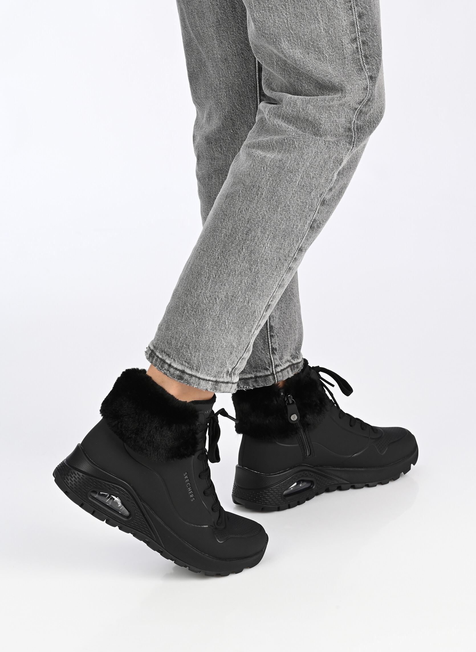 Stivaletti con lacci UNO RUGGED donna nero Skechers Stivaletti con lacci UNO RUGGED donna nero BBK