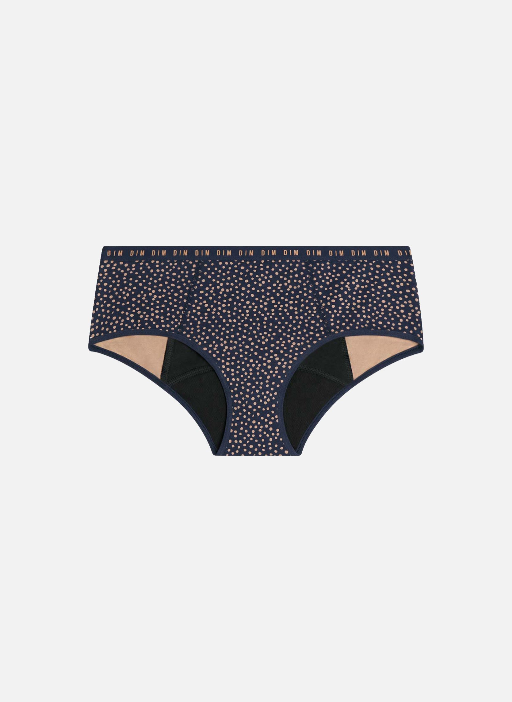 Culottes Shorty de Règles Bio Flux Abondant & Nui femme bleu Dim Culottes Shorty de Règles Bio Flux Abondant & Nui femme bleu A83 - PRINT POLKA DOTS