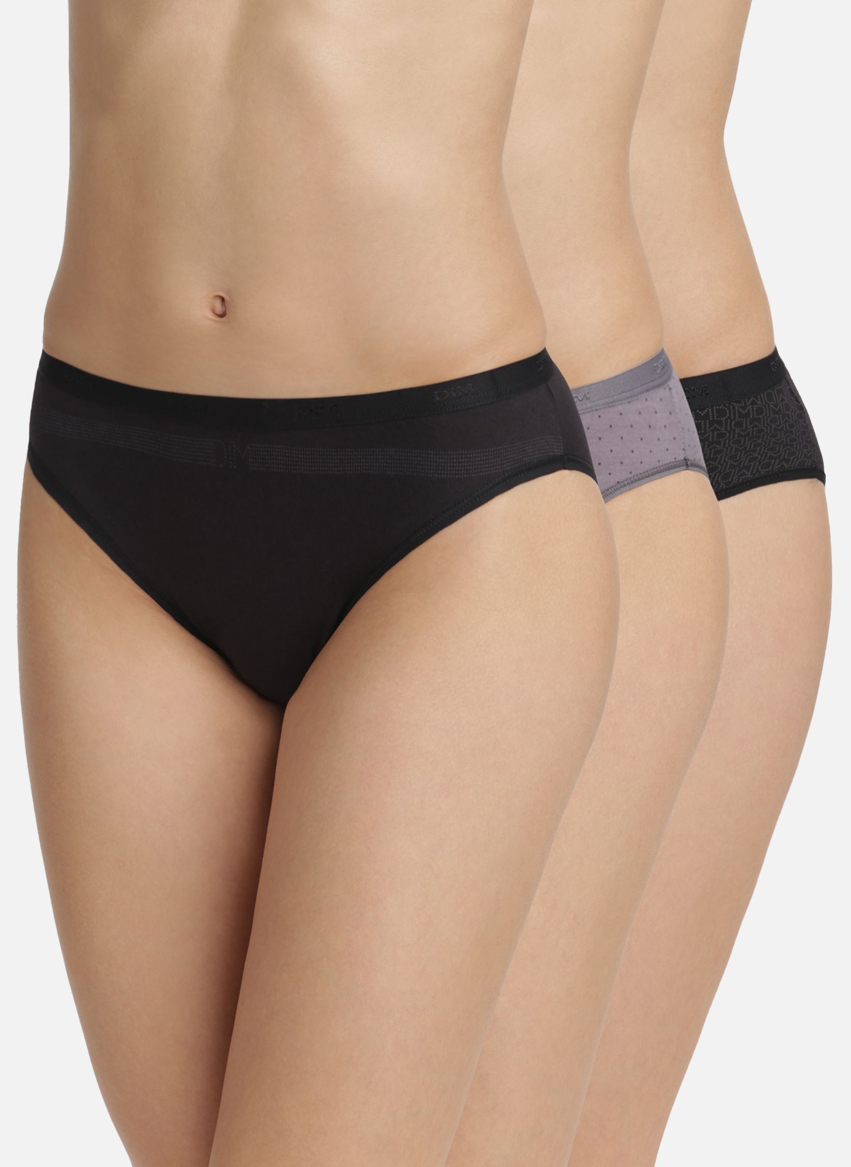 Culottes Pockets Coton Slips X3 femme noir Dim Culottes Pockets Coton Slips X3 femme noir LOT NOIR LOGO