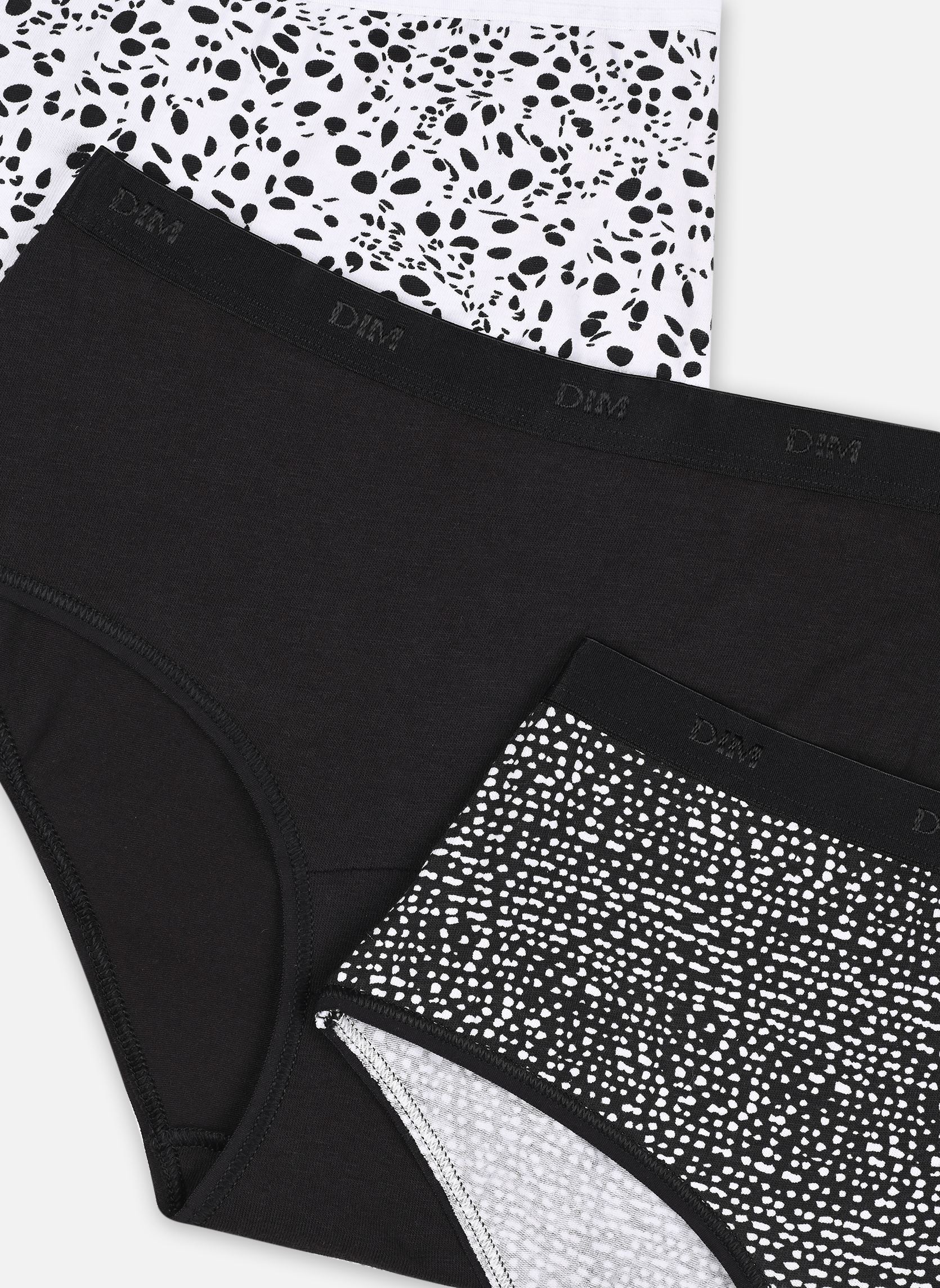 DIM Les Pockets Coton Dames Boxers - 3-Pack - Wit Wit Zwart - Maat 38