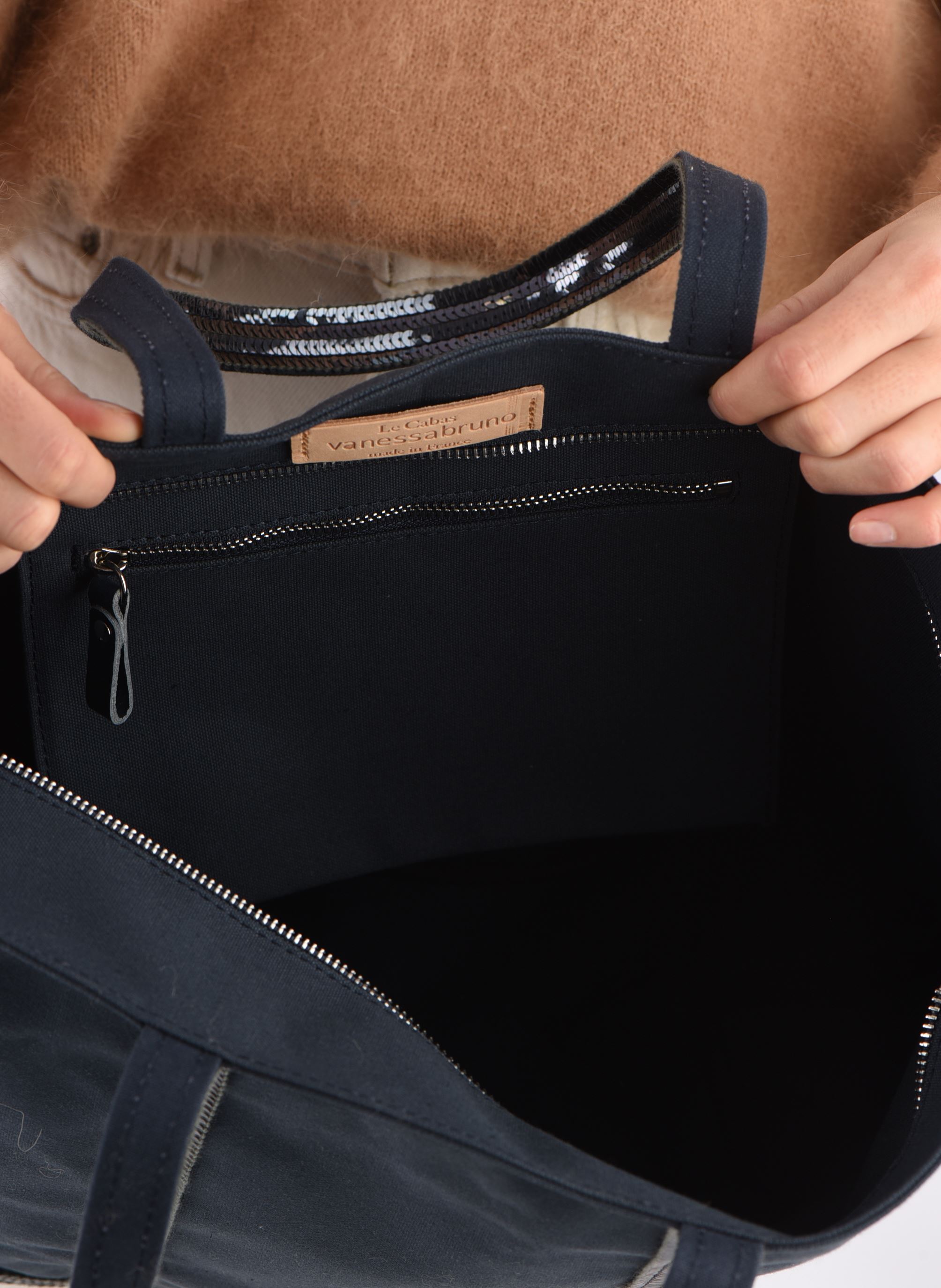 Shopper Cabas L Zippé Porté Epaule Toile et Pail damen blau Vanessa Bruno Shopper Cabas L Zippé Porté Epaule Toile et Pail damen blau PYRITE