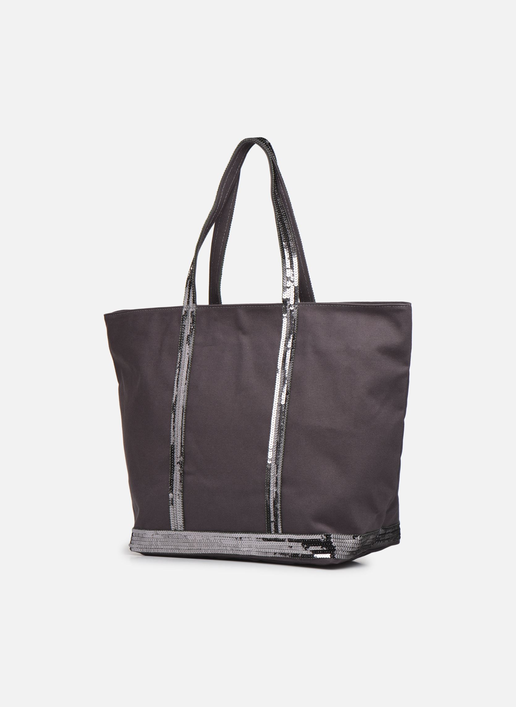 Cabas Cabas L Zippé Porté Epaule Toile et Pail femme gris Vanessa Bruno Cabas Cabas L Zippé Porté Epaule Toile et Pail femme gris ANTHRACITE