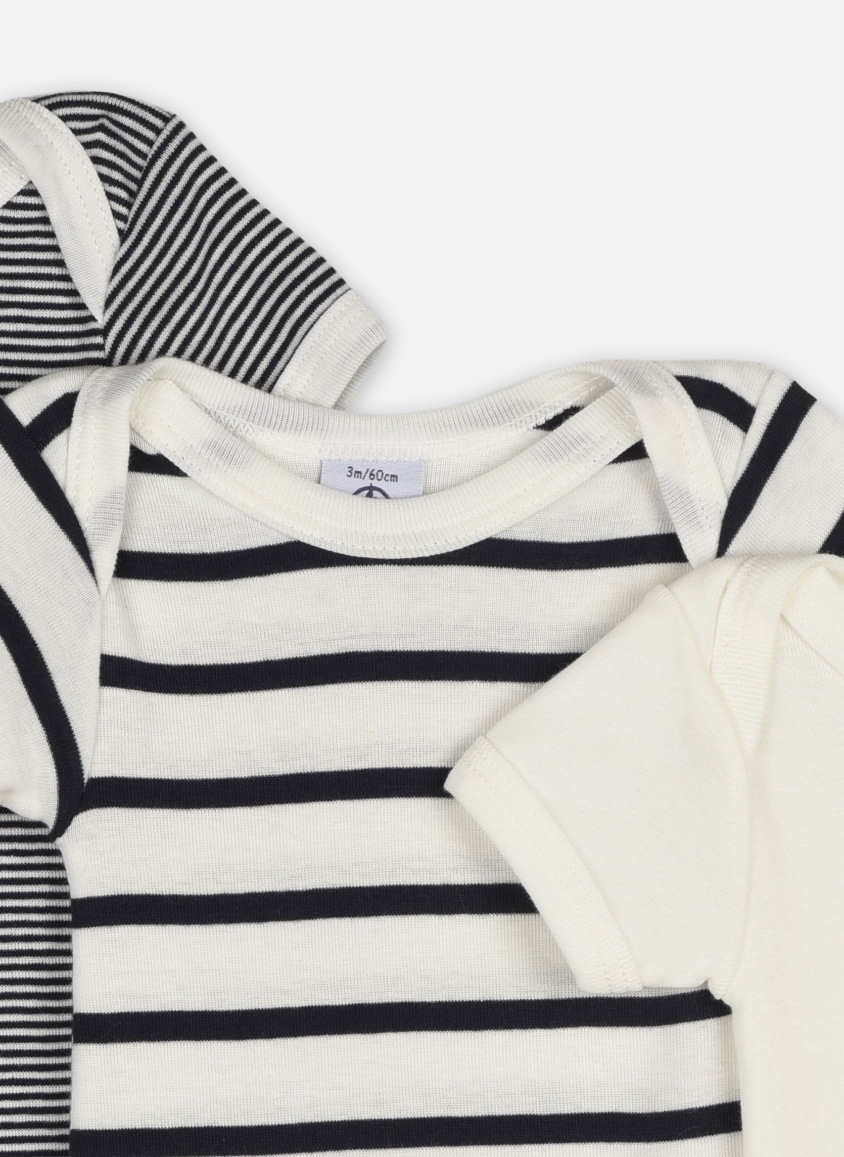 Bodies Lot de 3 bodies Manches Courtes Marinièr multicolore Petit Bateau Bodies Lot de 3 bodies Manches Courtes Marinièr multicolore VARIANT 1