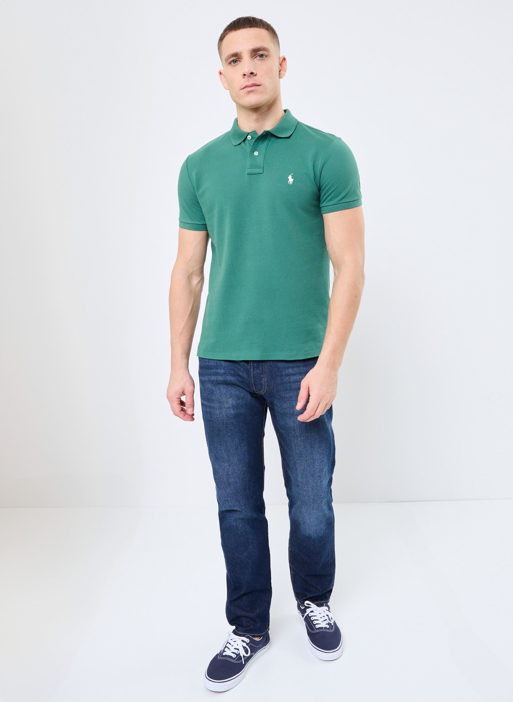 Polos Polo Coupe Ajustée En Piqué 710680784 homme vert Polo Ralph Lauren Polos Polo Coupe Ajustée En Piqué 710680784 homme vert ANTIQUE GREEN/ANTIQUE CREAM PP