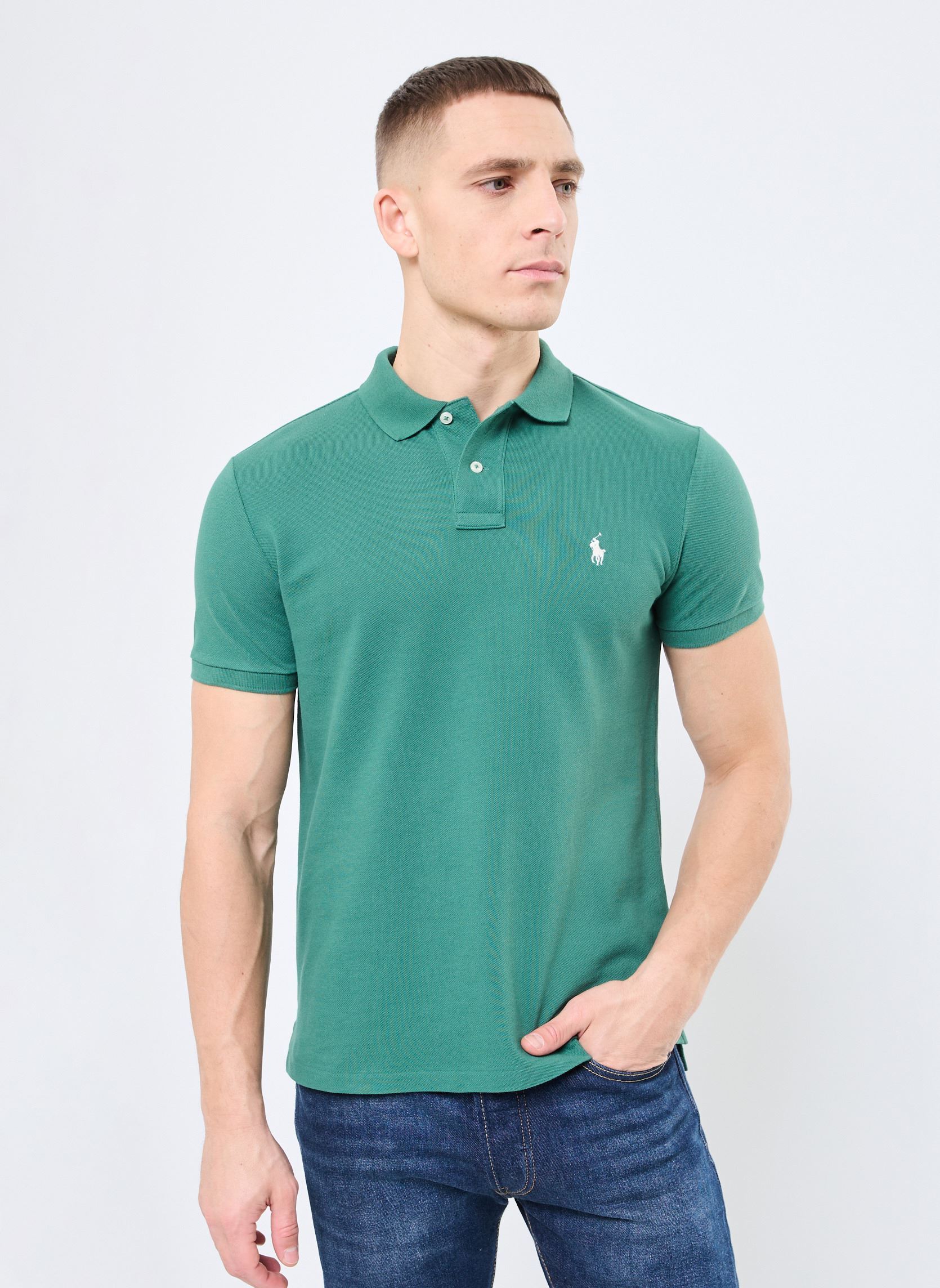 Polos Polo Coupe Ajustée En Piqué 710680784 homme vert Polo Ralph Lauren Polos Polo Coupe Ajustée En Piqué 710680784 homme vert ANTIQUE GREEN/ANTIQUE CREAM PP