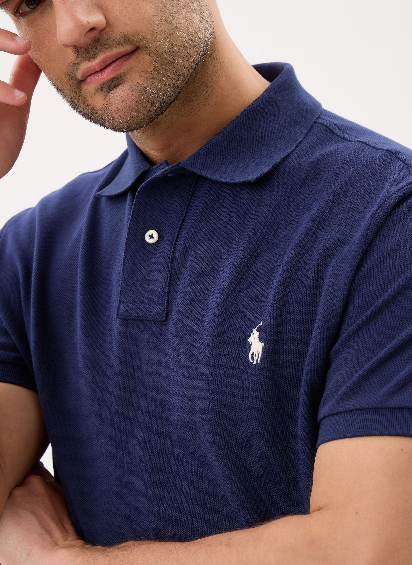 Polos Polo Coupe Ajustée En Piqué 710680784 homme bleu Polo Ralph Lauren Polos Polo Coupe Ajustée En Piqué 710680784 homme bleu NEWPORT NAVY/CREAM PP