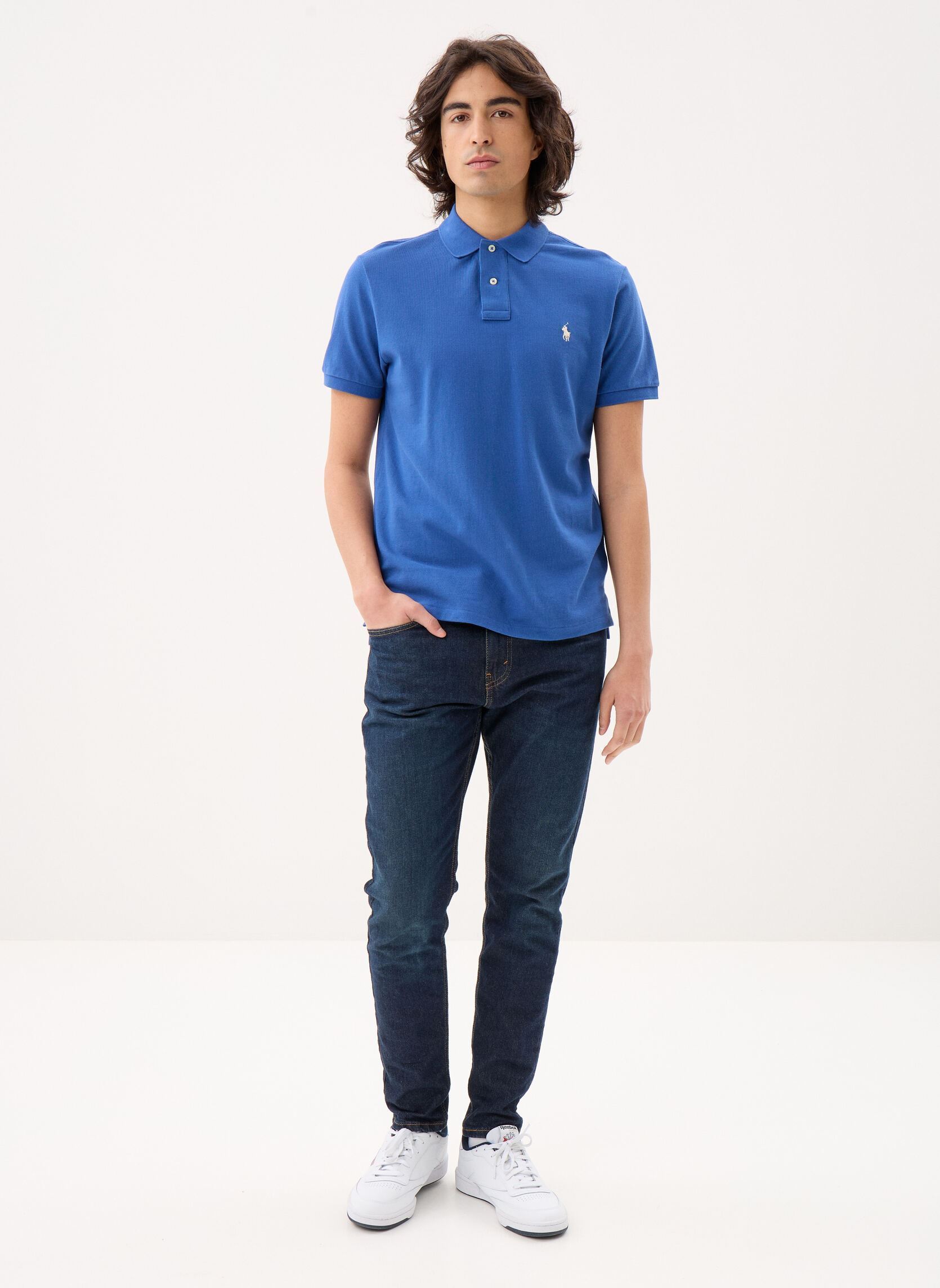 Poloshirts Polo Coupe Ajustée En Piqué 710680784 herren blau Polo Ralph Lauren Poloshirts Polo Coupe Ajustée En Piqué 710680784 herren blau DUSTY AZURE/CREAM PP