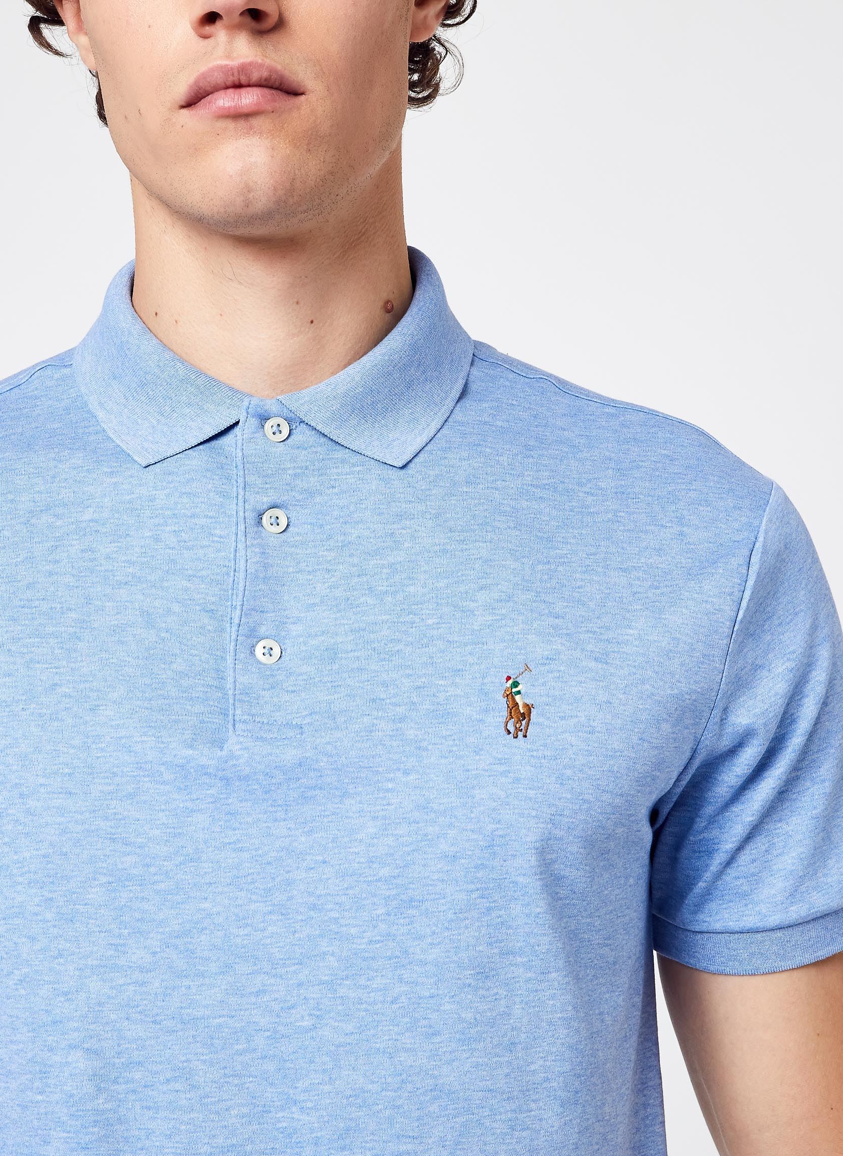 Polos Polo ajusté en coton doux 710704319 homme bleu Polo Ralph Lauren Polos Polo ajusté en coton doux 710704319 homme bleu JAMAICA HEATHER