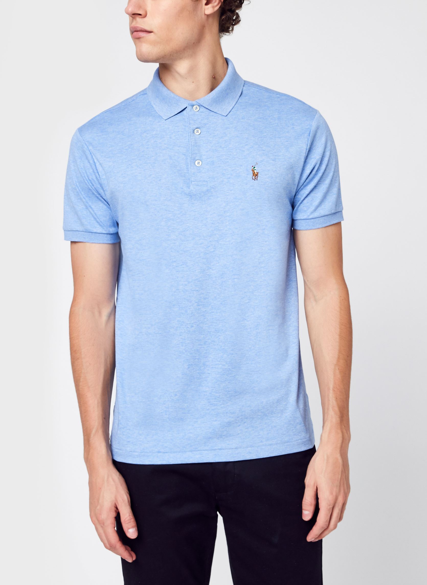 Polos Polo ajusté en coton doux 710704319 homme bleu Polo Ralph Lauren Polos Polo ajusté en coton doux 710704319 homme bleu JAMAICA HEATHER