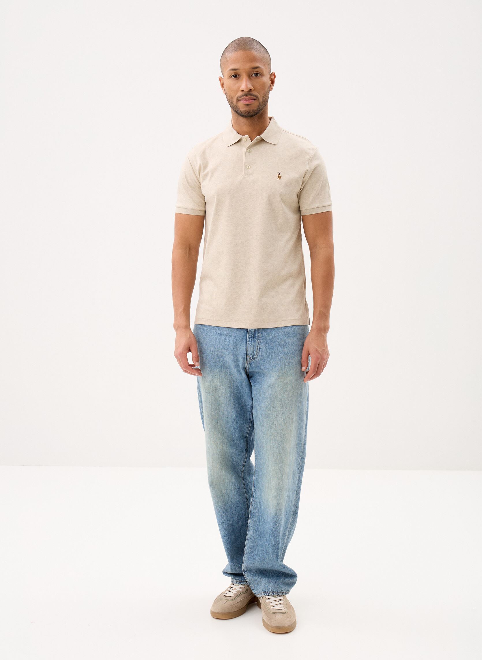 Polos Polo ajusté en coton doux 710704319 homme beige Polo Ralph Lauren Polos Polo ajusté en coton doux 710704319 homme beige EXPEDITION DUNE HEATHER