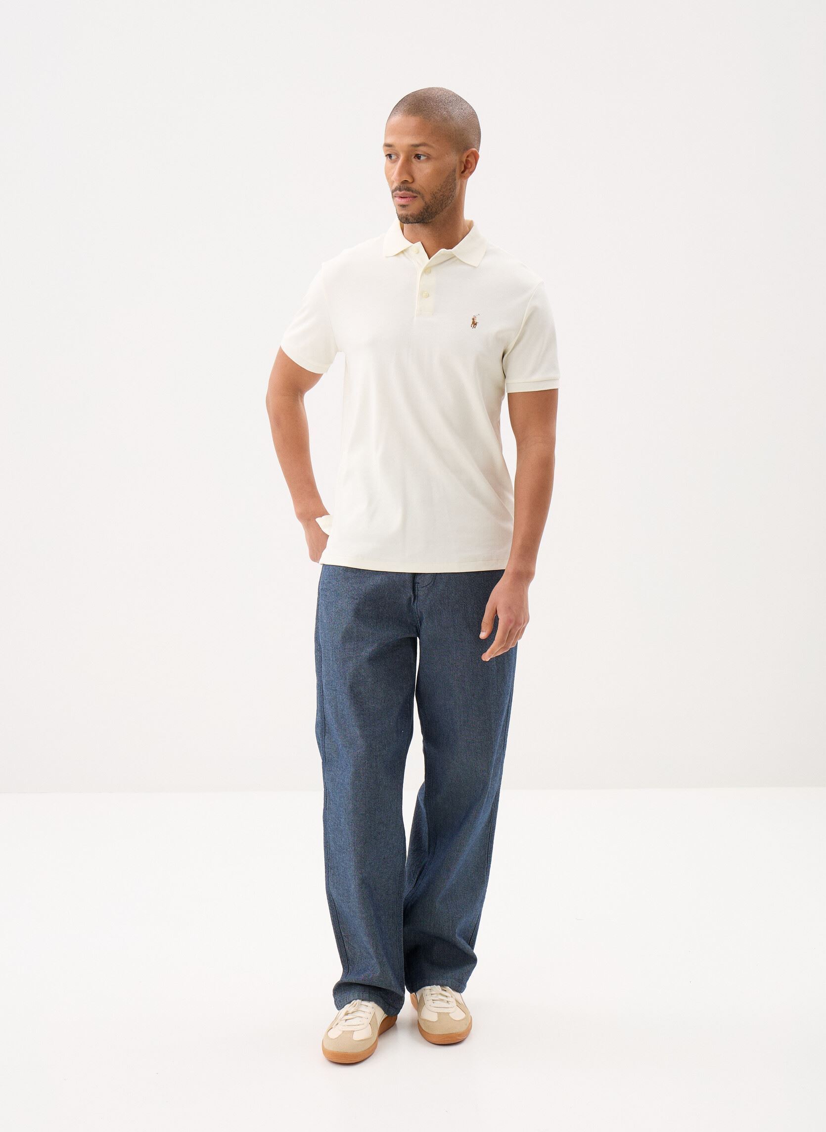 Polos Polo ajusté en coton doux 710704319 homme blanc Polo Ralph Lauren Polos Polo ajusté en coton doux 710704319 homme blanc PALE CREAM