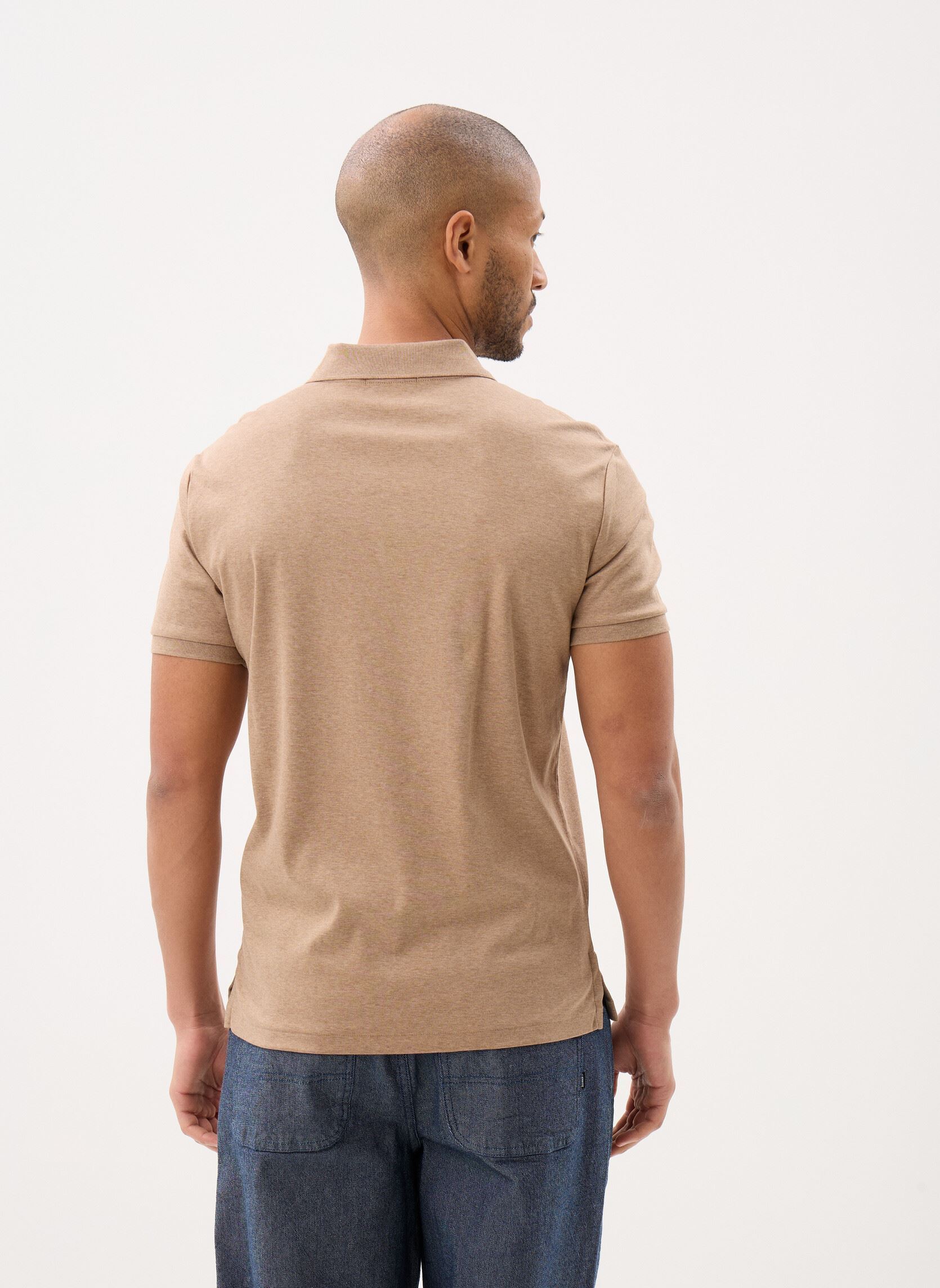 Polos Polo ajusté en coton doux 710704319 homme beige Polo Ralph Lauren Polos Polo ajusté en coton doux 710704319 homme beige GREY CLOUD HEATHER