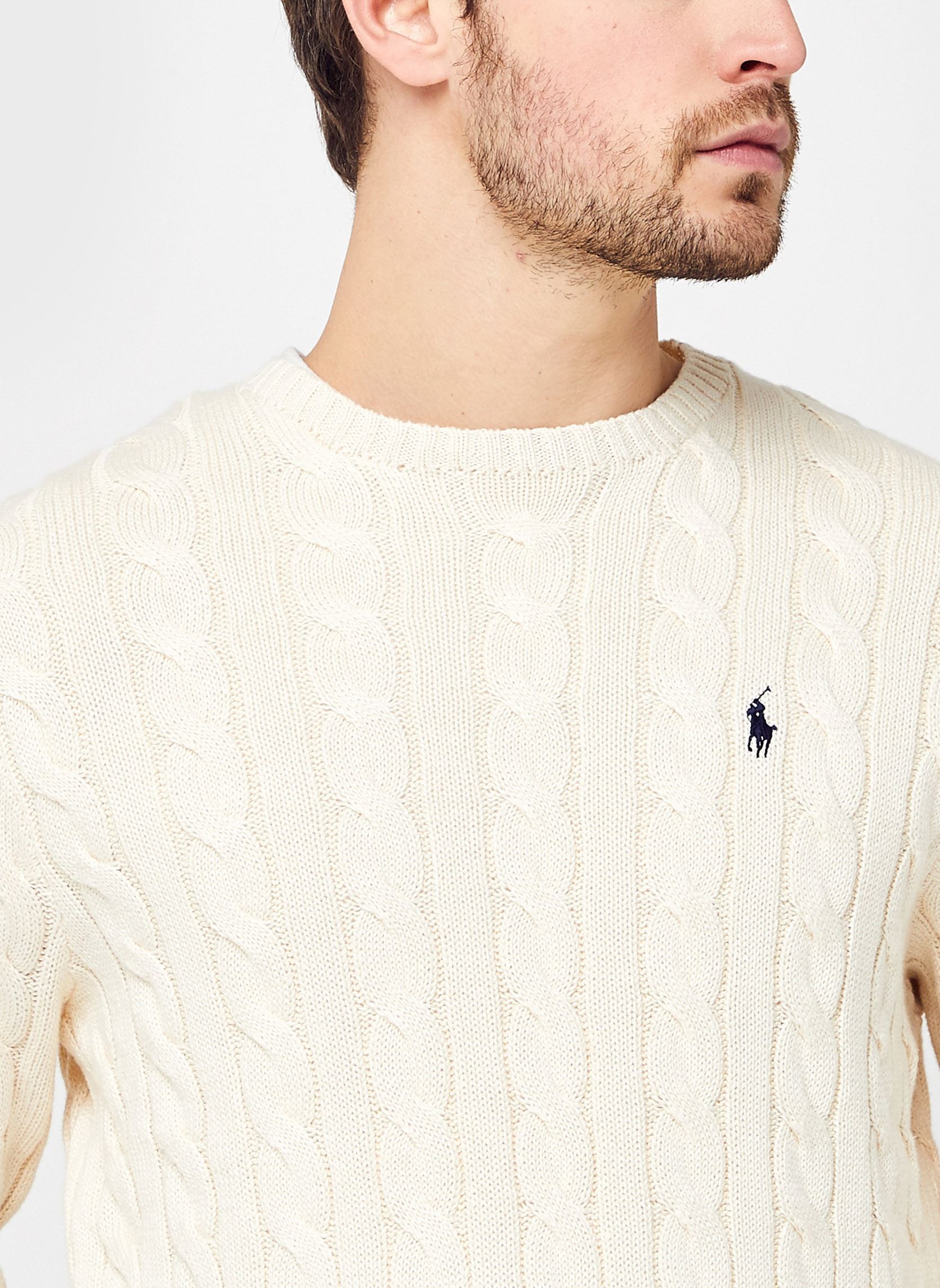 Pullover Pull torsadé en coton herren weiß Polo Ralph Lauren Pullover Pull torsadé en coton herren weiß ANDOVER CREAM