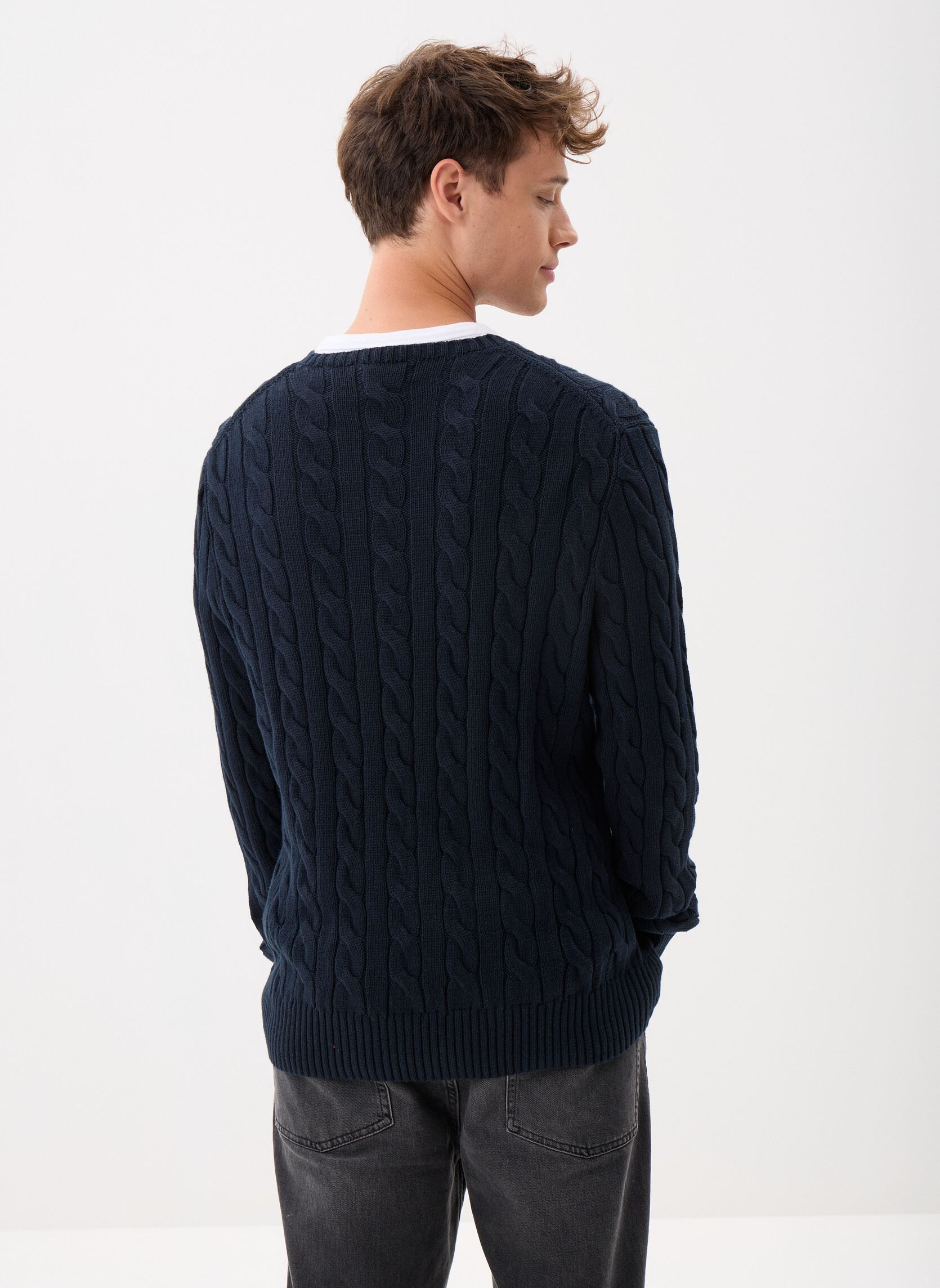 Pulls Pull torsadé en coton homme bleu Polo Ralph Lauren Pulls Pull torsadé en coton homme bleu HUNTER NAVY