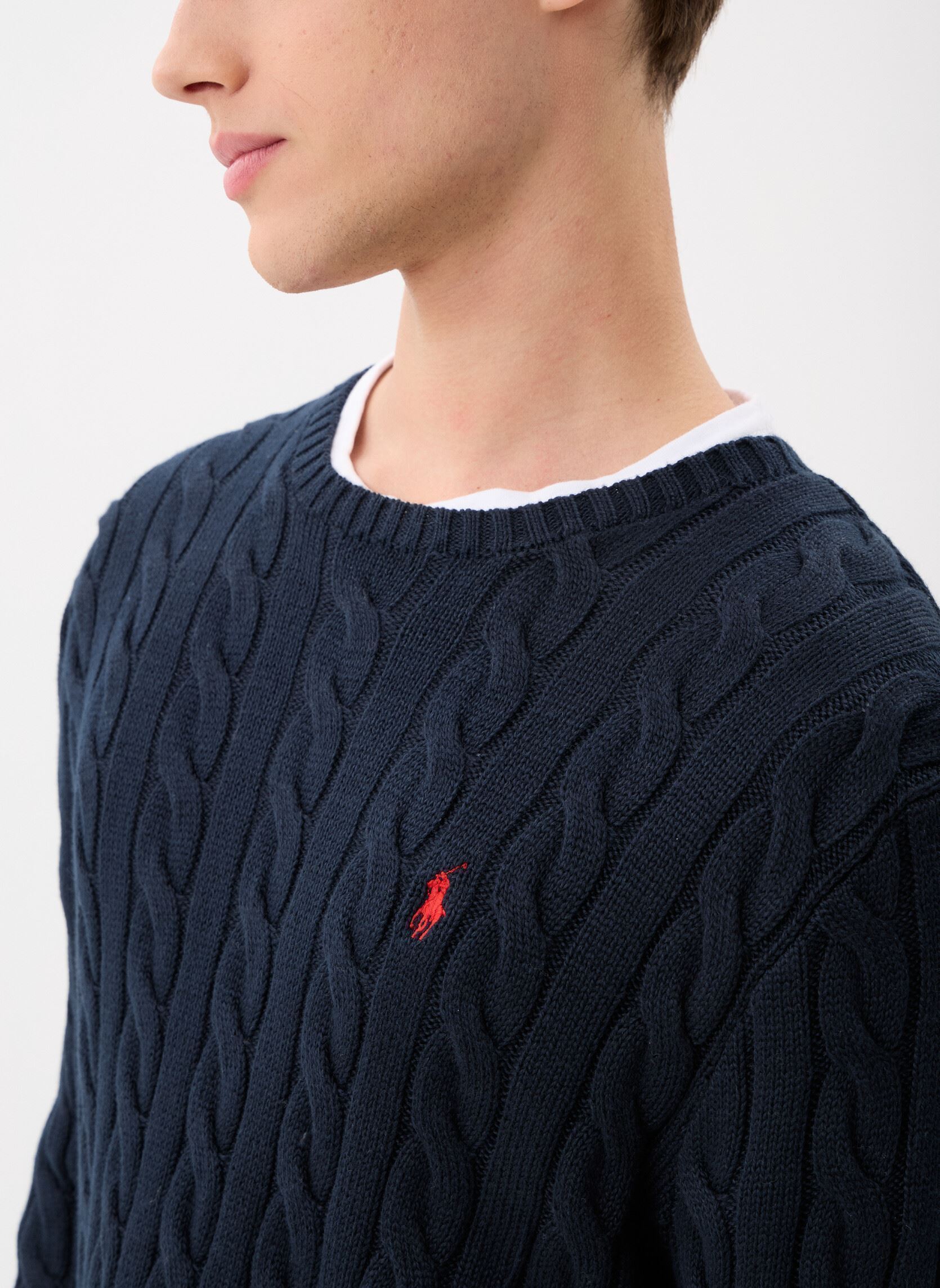 Pulls Pull torsadé en coton homme bleu Polo Ralph Lauren Pulls Pull torsadé en coton homme bleu HUNTER NAVY