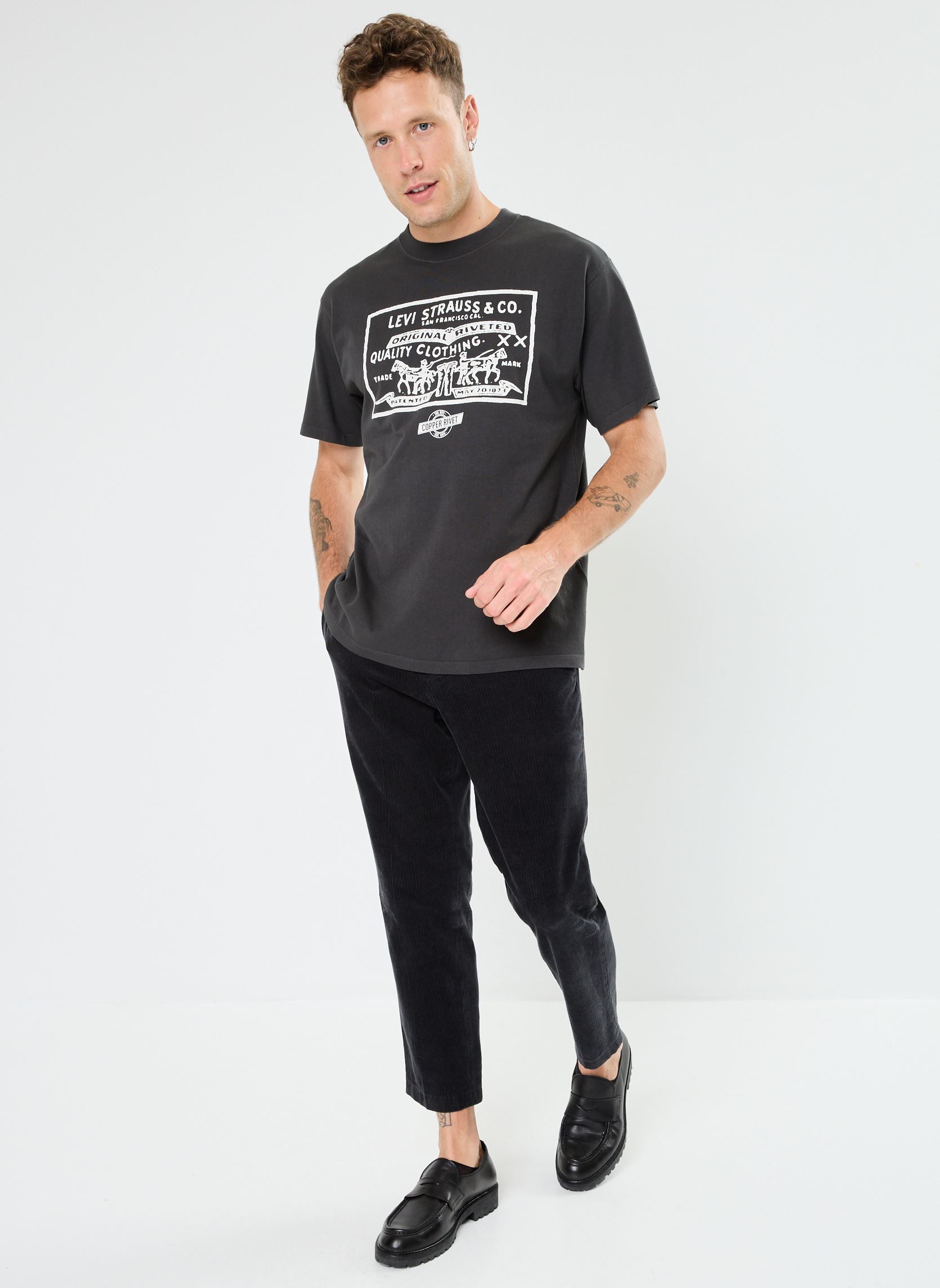 Tee-shirt Sonoma Manches Courtes Col V Noir Vintage American Vintage - Jane de Boy