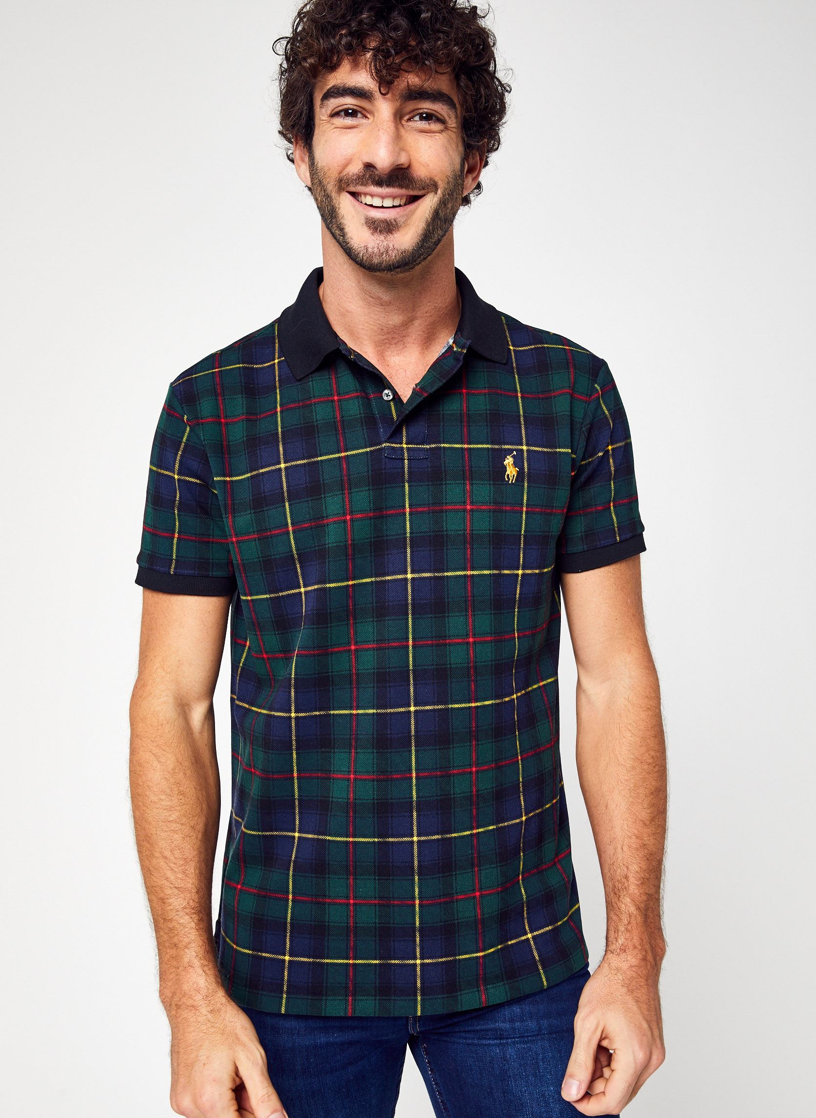 Vêtements Polo Ralph Lauren Polo MC Custom Slim Fit Tartan Polo Player pour Accessoires