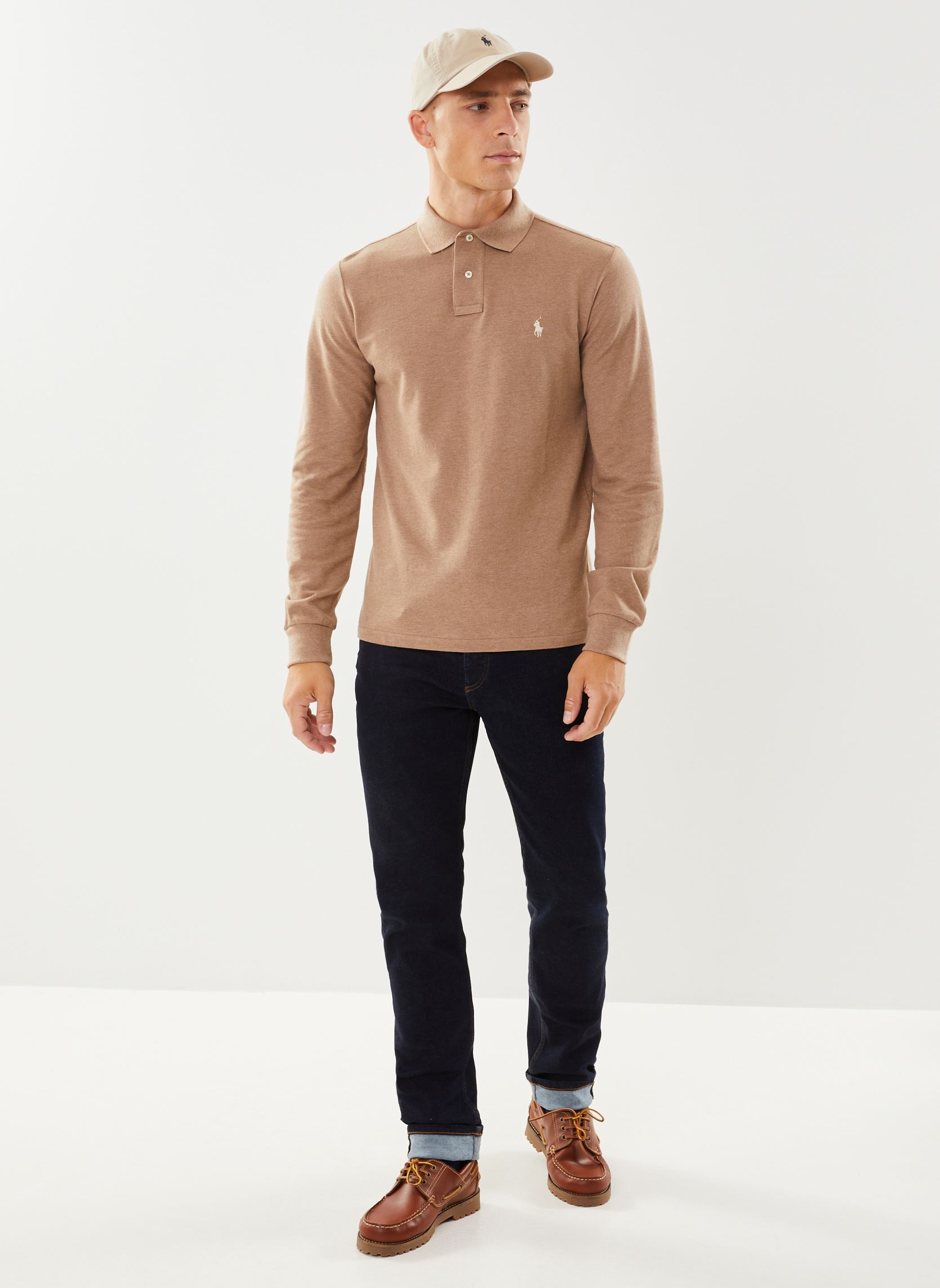 Polos Polo Coupe Ajustée En Piqué 710680790 homme marron Polo Ralph Lauren Polos Polo Coupe Ajustée En Piqué 710680790 homme marron GREY CLOUD HEATHER/C8135