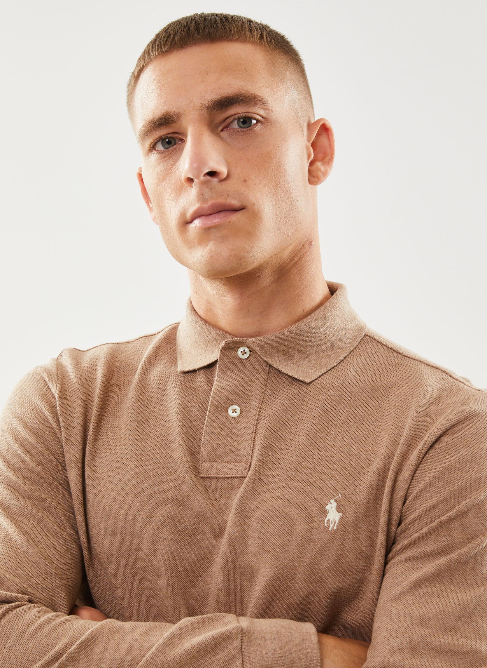 Polos Polo Coupe Ajustée En Piqué 710680790 homme marron Polo Ralph Lauren Polos Polo Coupe Ajustée En Piqué 710680790 homme marron GREY CLOUD HEATHER/C8135
