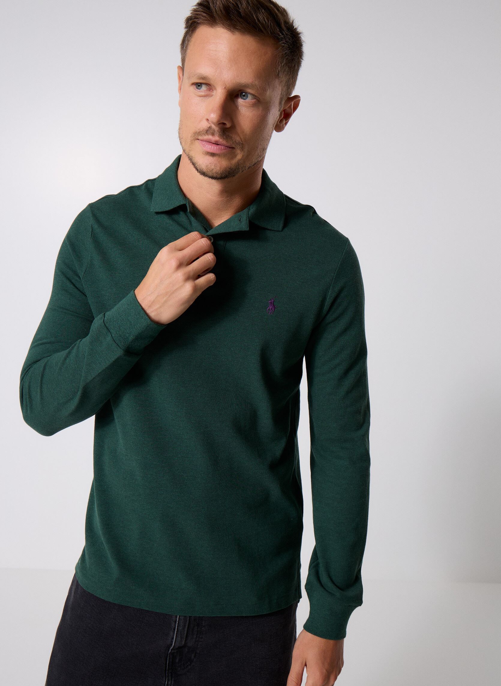 Polos Polo Coupe Ajustée En Piqué 710680790 homme vert Polo Ralph Lauren Polos Polo Coupe Ajustée En Piqué 710680790 homme vert SCOTCH PINE HEATHER/C4939