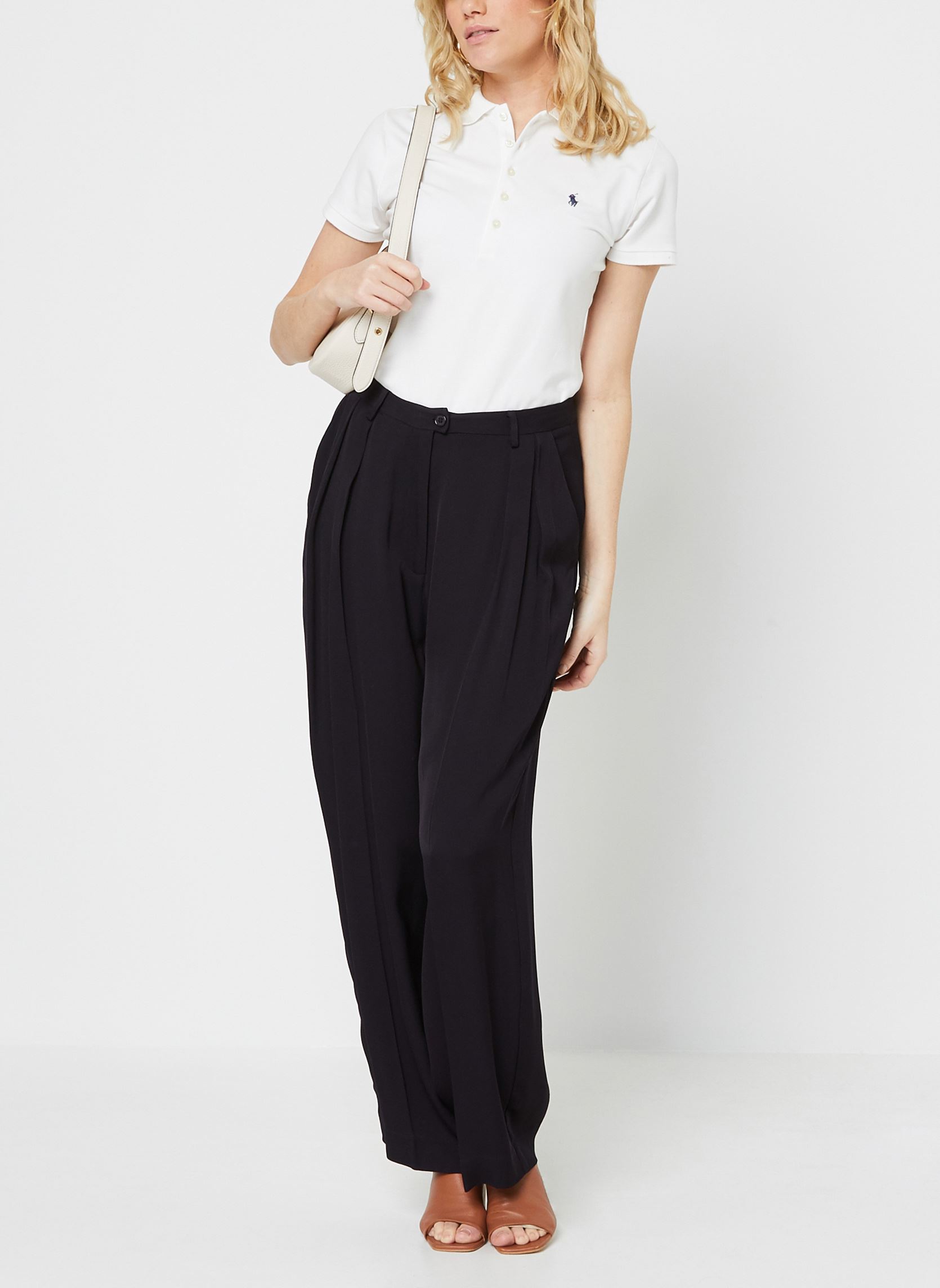 Polos Polo cintré en coton stretch femme blanc Polo Ralph Lauren Polos Polo cintré en coton stretch femme blanc WHITE