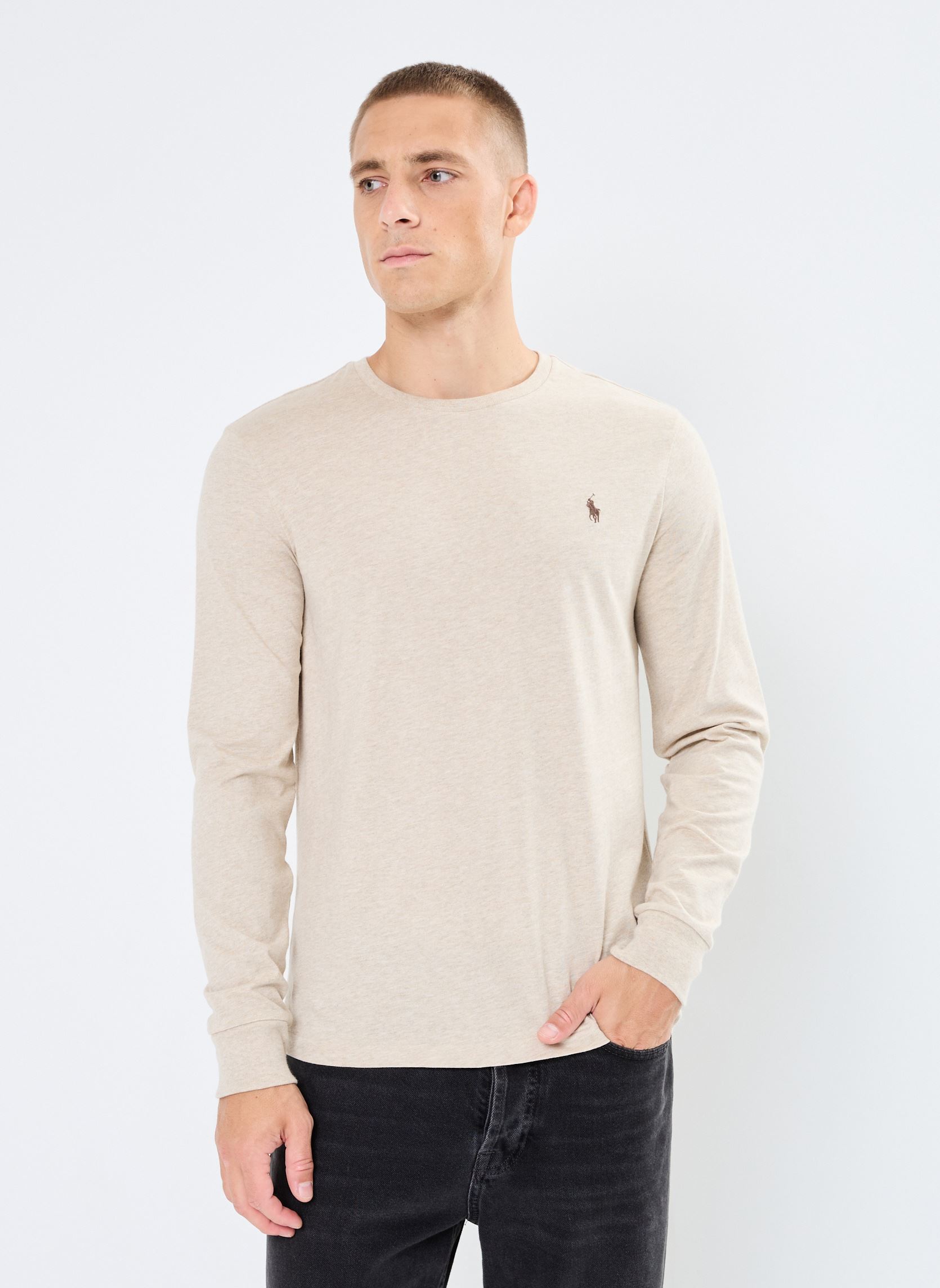 T-shirts T-Shirt Ajusté Manches Longues En Jersey heren beige Polo Ralph Lauren T-shirts T-Shirt Ajusté Manches Longues En Jersey heren beige EXPEDITION DUNE HEATHERC8888