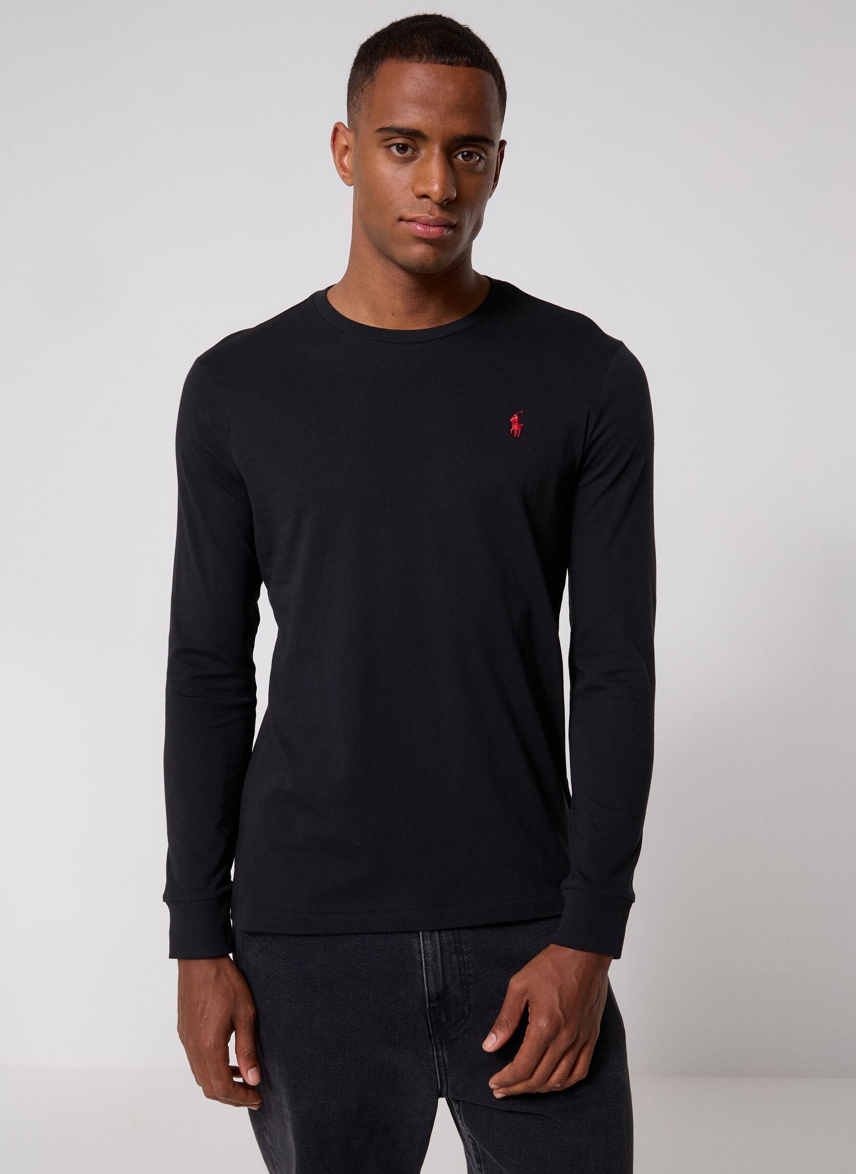 Vêtements Polo Ralph Lauren T Shirt Ajusté Manches Longues En Jersey pour Homme
