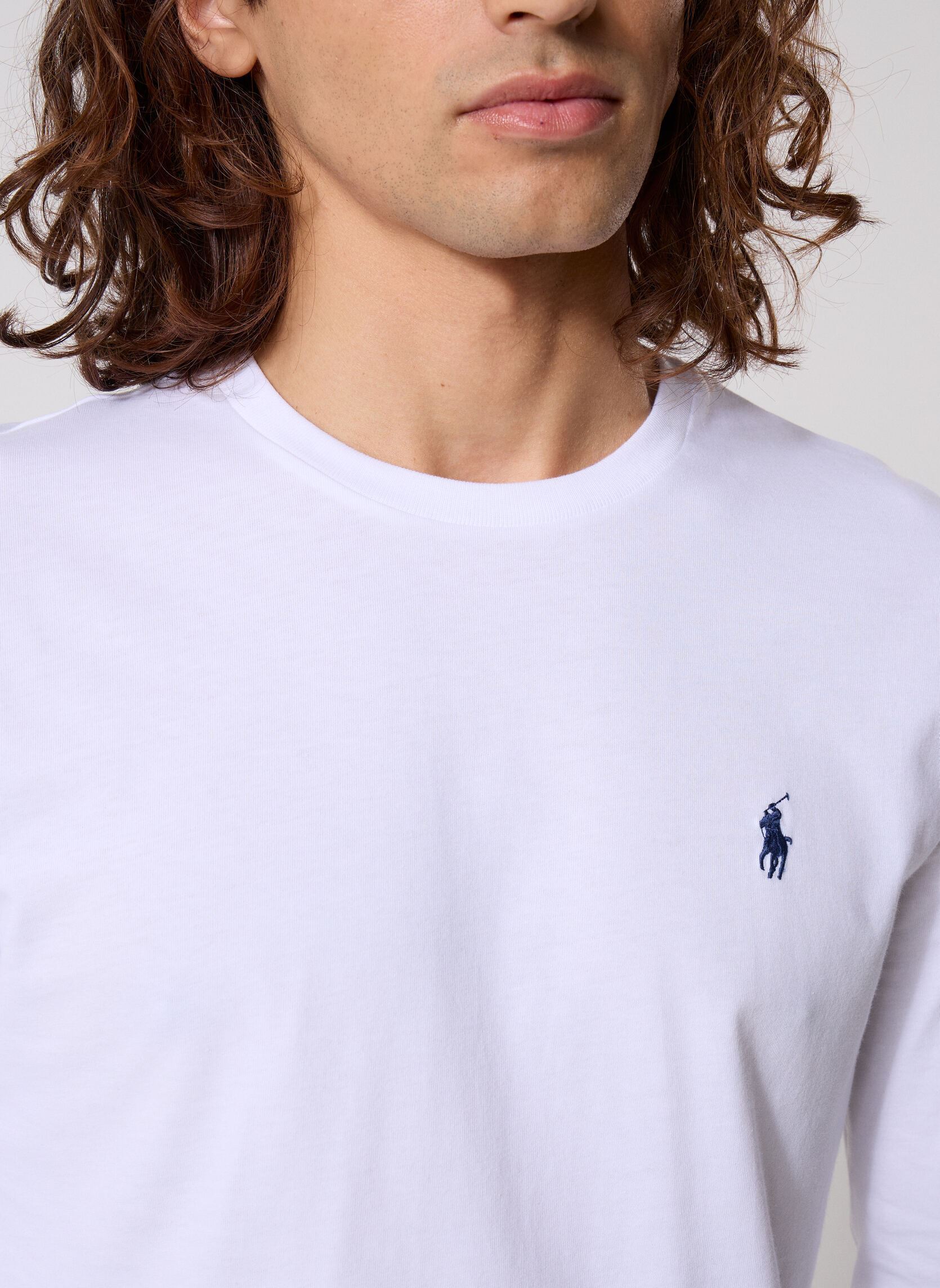 Tee-shirts T-Shirt Ajusté Manches Longues En Jersey homme blanc Polo Ralph Lauren Tee-shirts T-Shirt Ajusté Manches Longues En Jersey homme blanc WHITE
