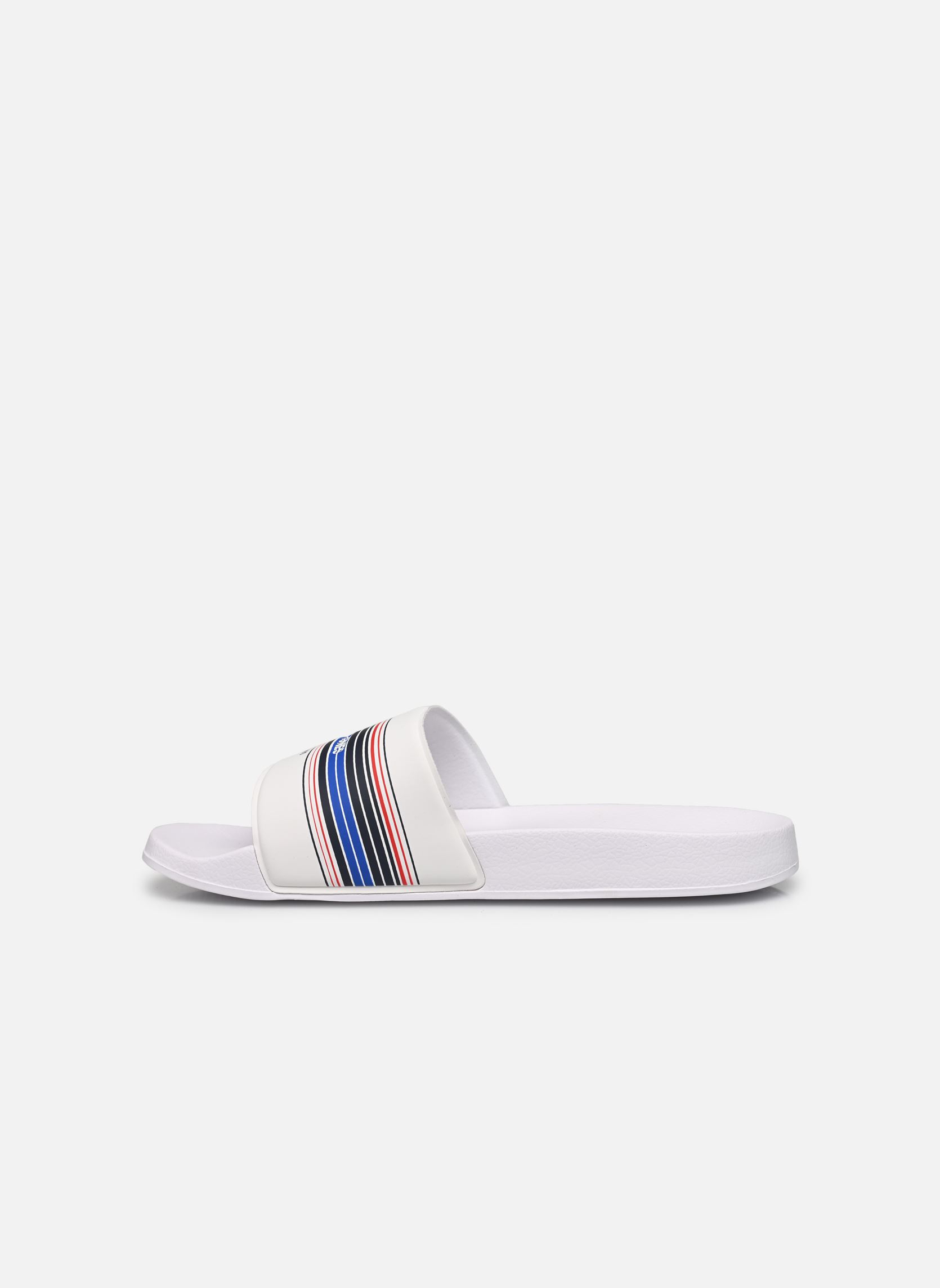 Sandalen en muilen JFWLEWIS STRIPE SLIDER heren wit Jack & Jones Sandalen en muilen JFWLEWIS STRIPE SLIDER heren wit Bright white
