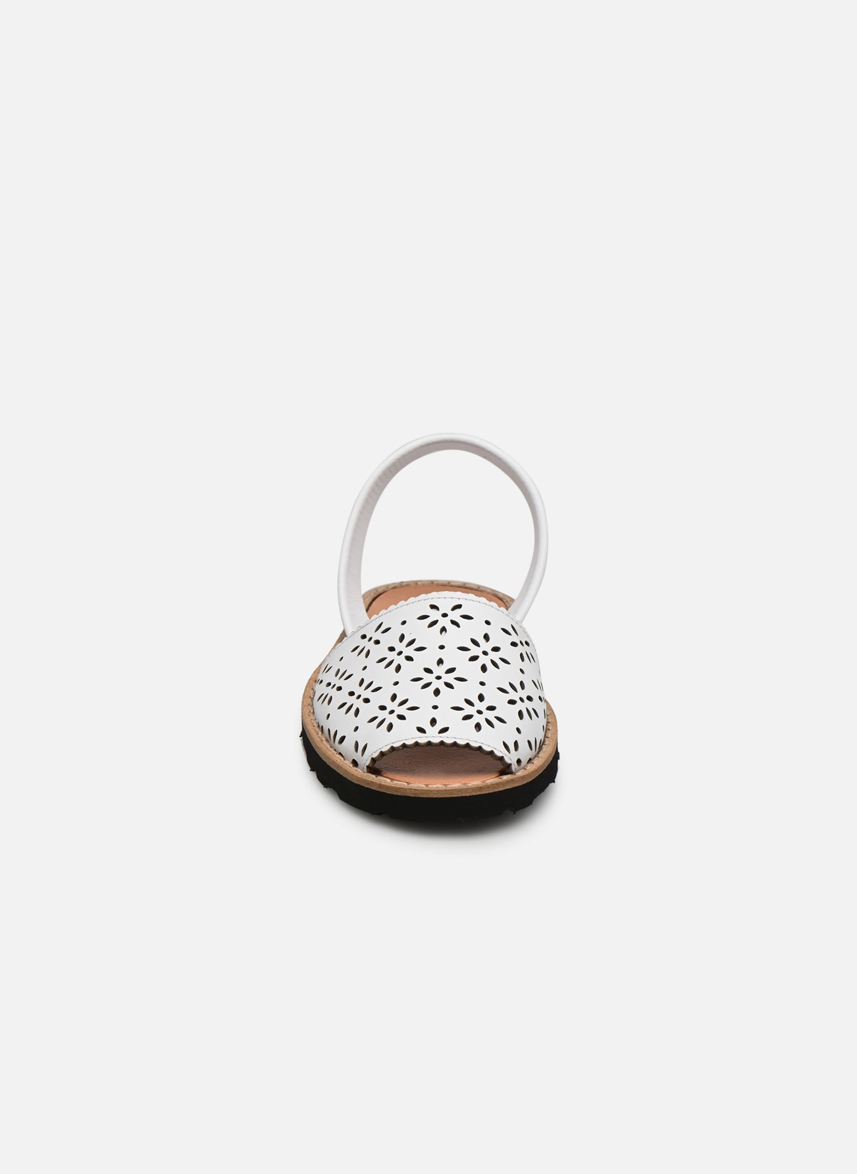 Sandalias Avarca Cuir Perforé Fleur Blanco niña blanco Minorquines Sandalias Avarca Cuir Perforé Fleur Blanco niña blanco BLANCO
