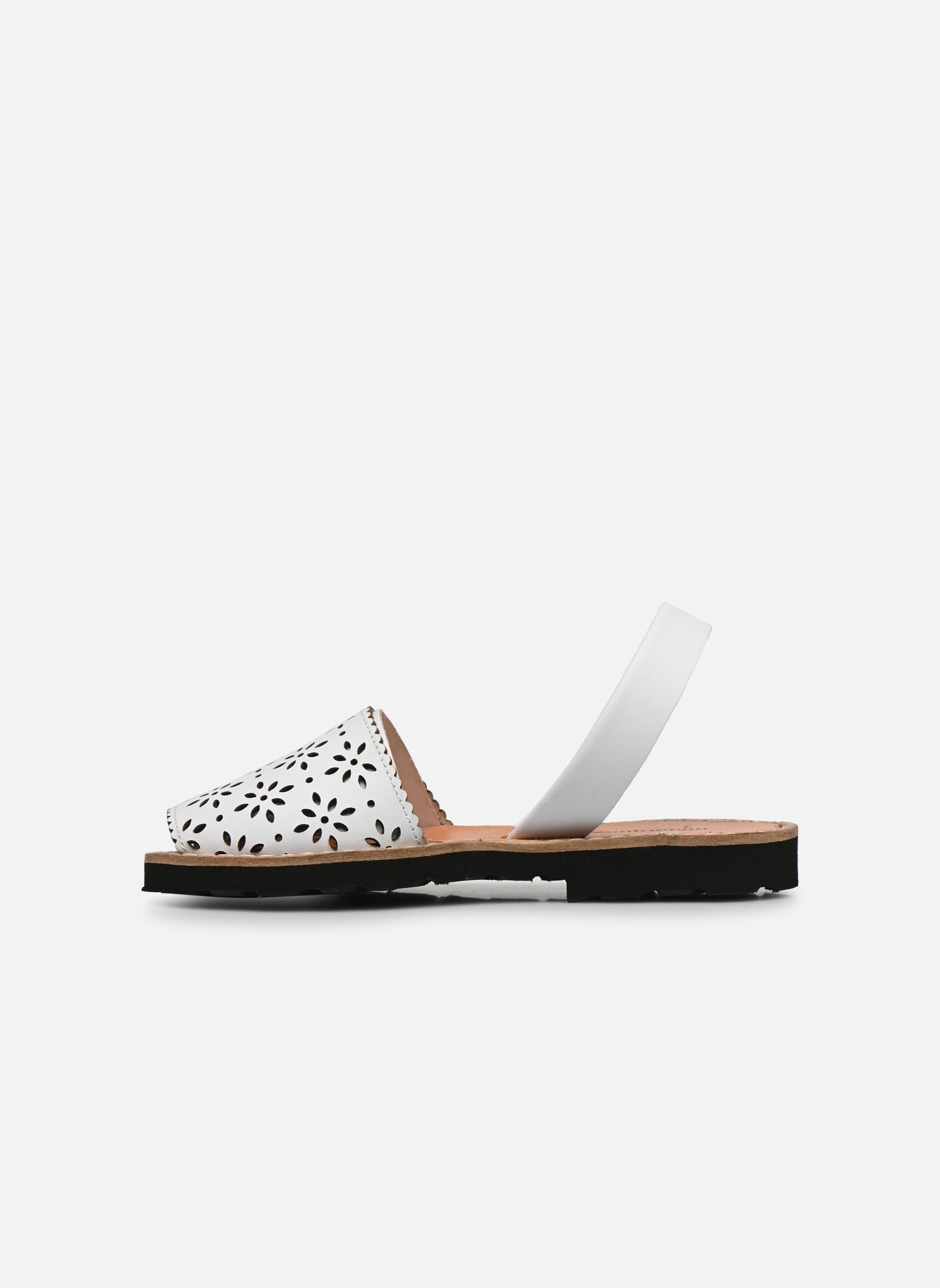Sandalias Avarca Cuir Perforé Fleur Blanco niña blanco Minorquines Sandalias Avarca Cuir Perforé Fleur Blanco niña blanco BLANCO