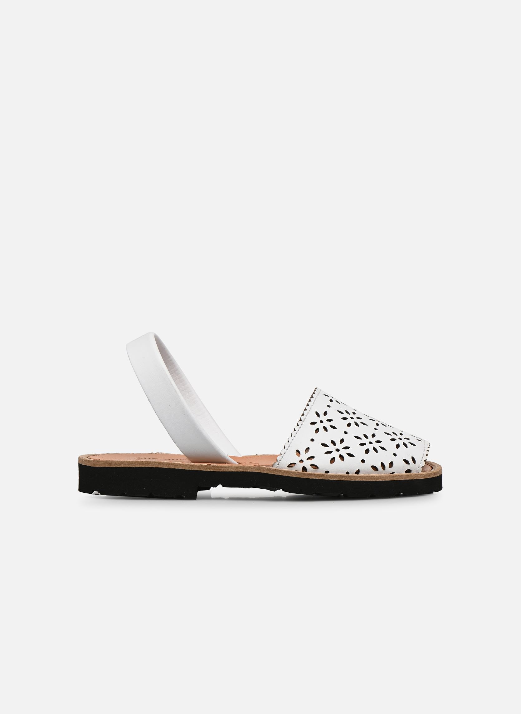 Sandalias Avarca Cuir Perforé Fleur Blanco niña blanco Minorquines Sandalias Avarca Cuir Perforé Fleur Blanco niña blanco BLANCO