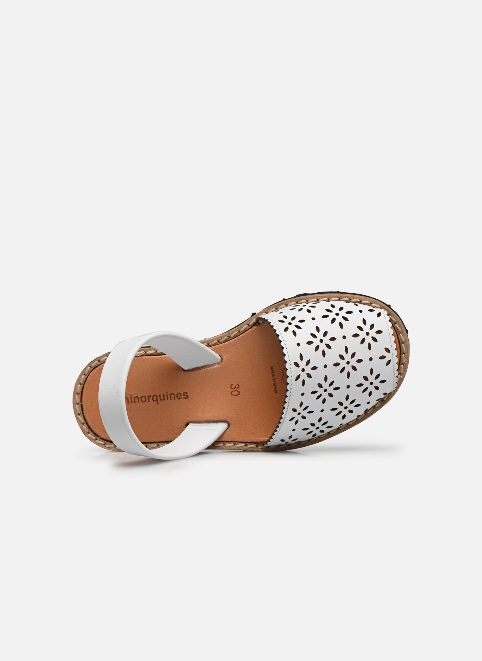 Sandalias Avarca Cuir Perforé Fleur Blanco niña blanco Minorquines Sandalias Avarca Cuir Perforé Fleur Blanco niña blanco BLANCO
