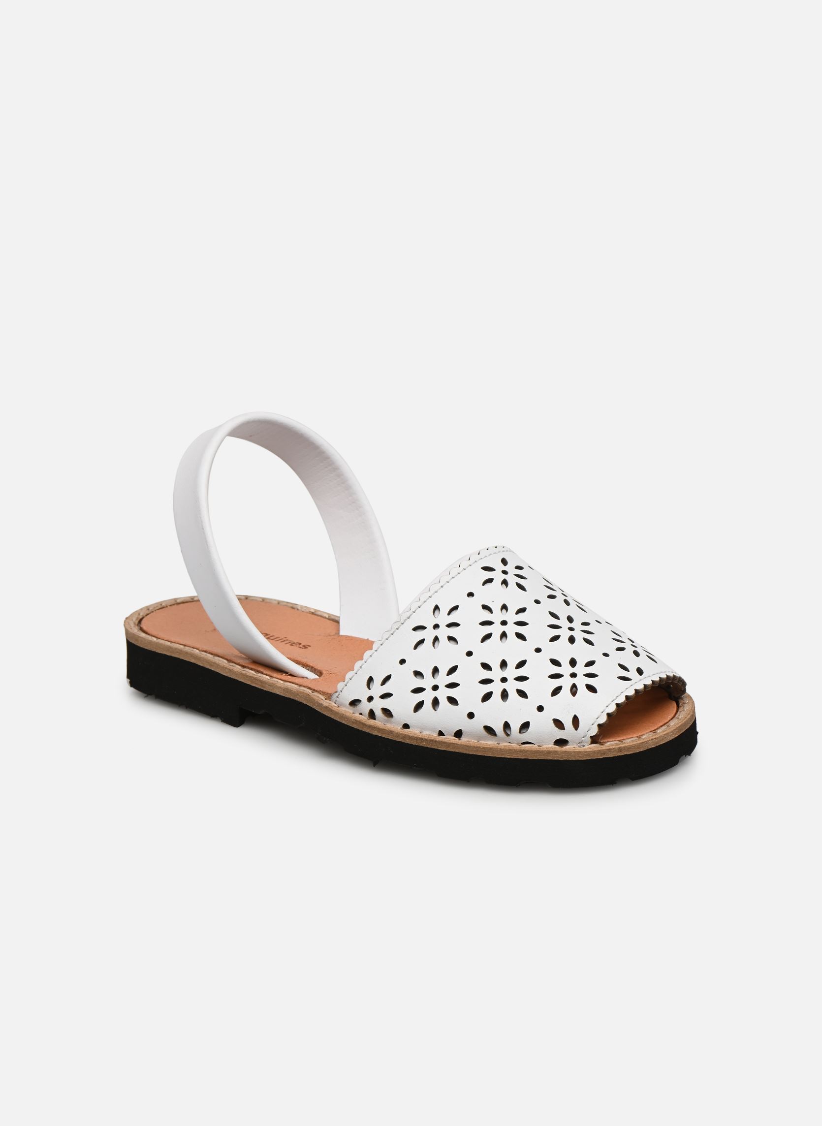 Sandalias Avarca Cuir Perforé Fleur Blanco niña blanco Minorquines Sandalias Avarca Cuir Perforé Fleur Blanco niña blanco BLANCO