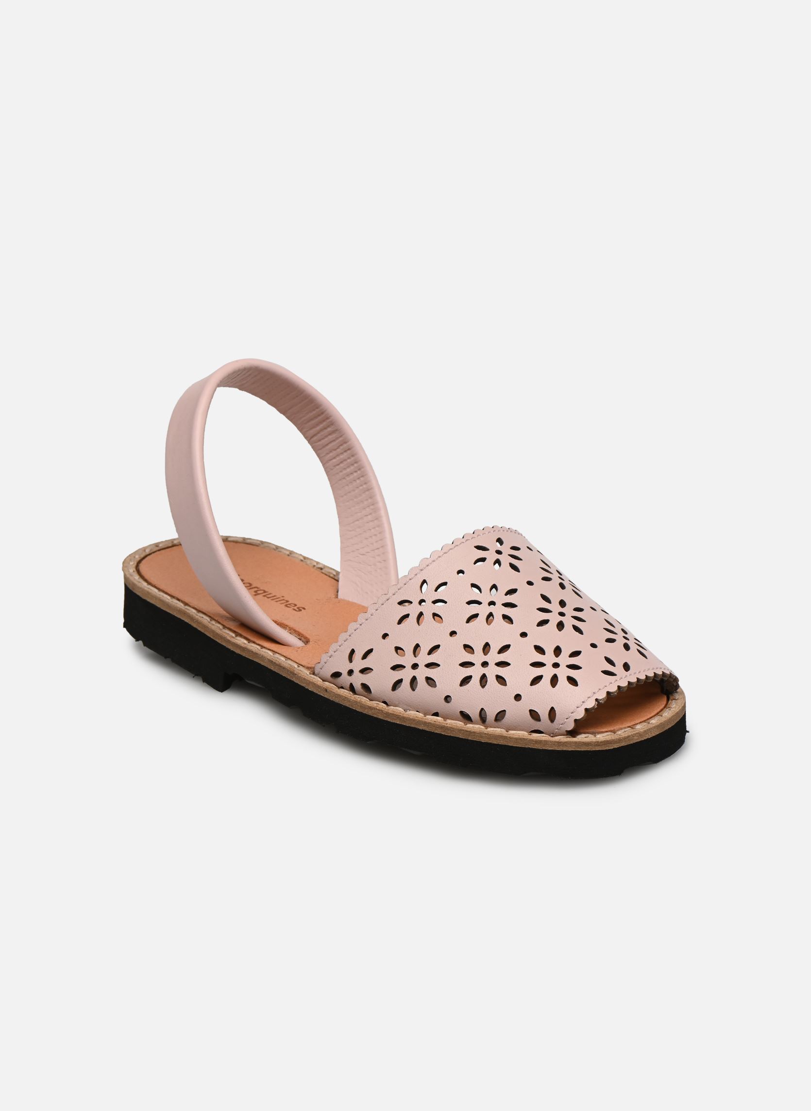 Sandalias Avarca Cuir Perforé Fleur Pink niña rosa Minorquines Sandalias Avarca Cuir Perforé Fleur Pink niña rosa PINK