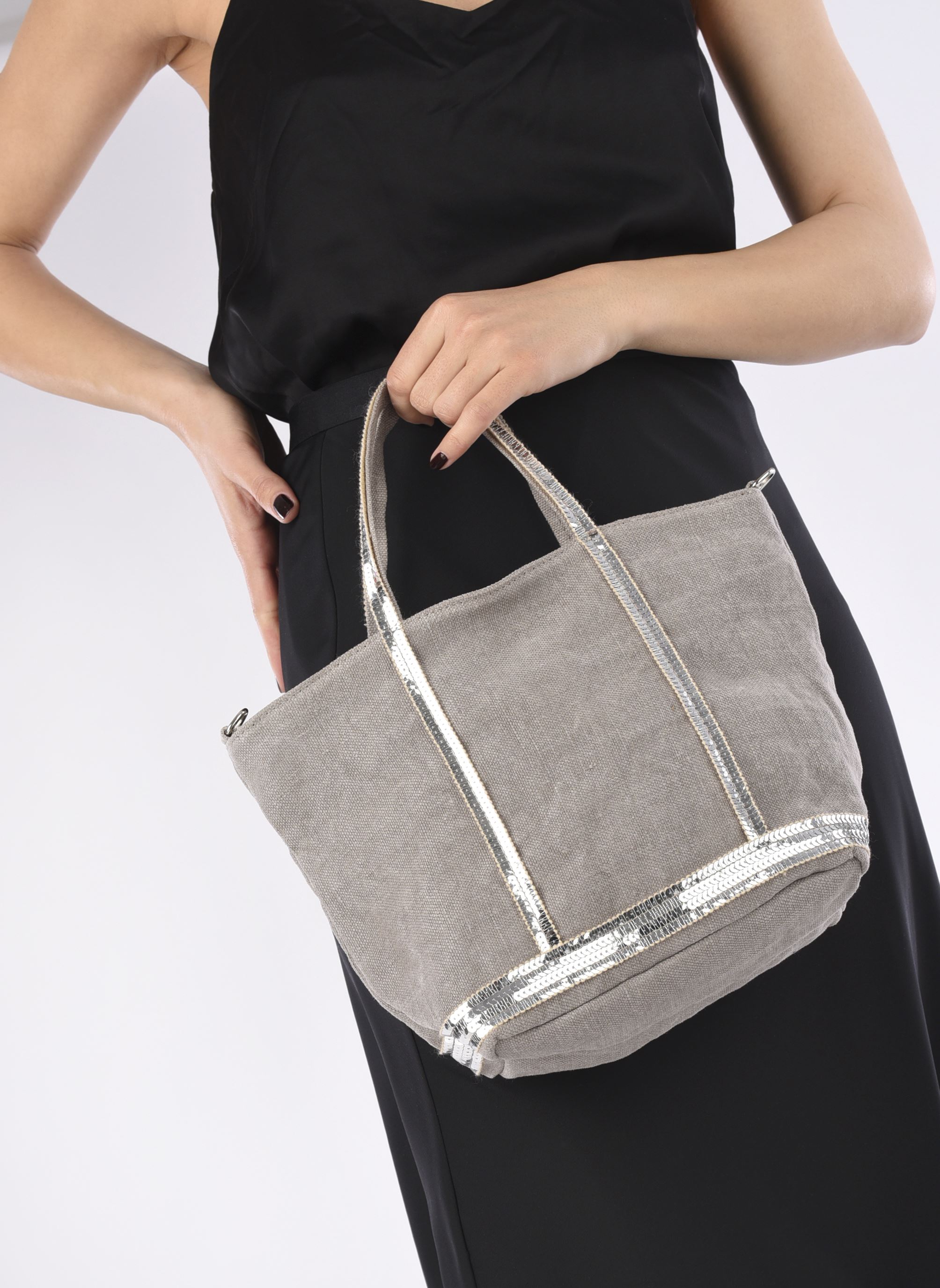 Cabas Cabas S Bandoulière en Lin et Paillettes femme beige Vanessa Bruno Cabas Cabas S Bandoulière en Lin et Paillettes femme beige CALCAIRE