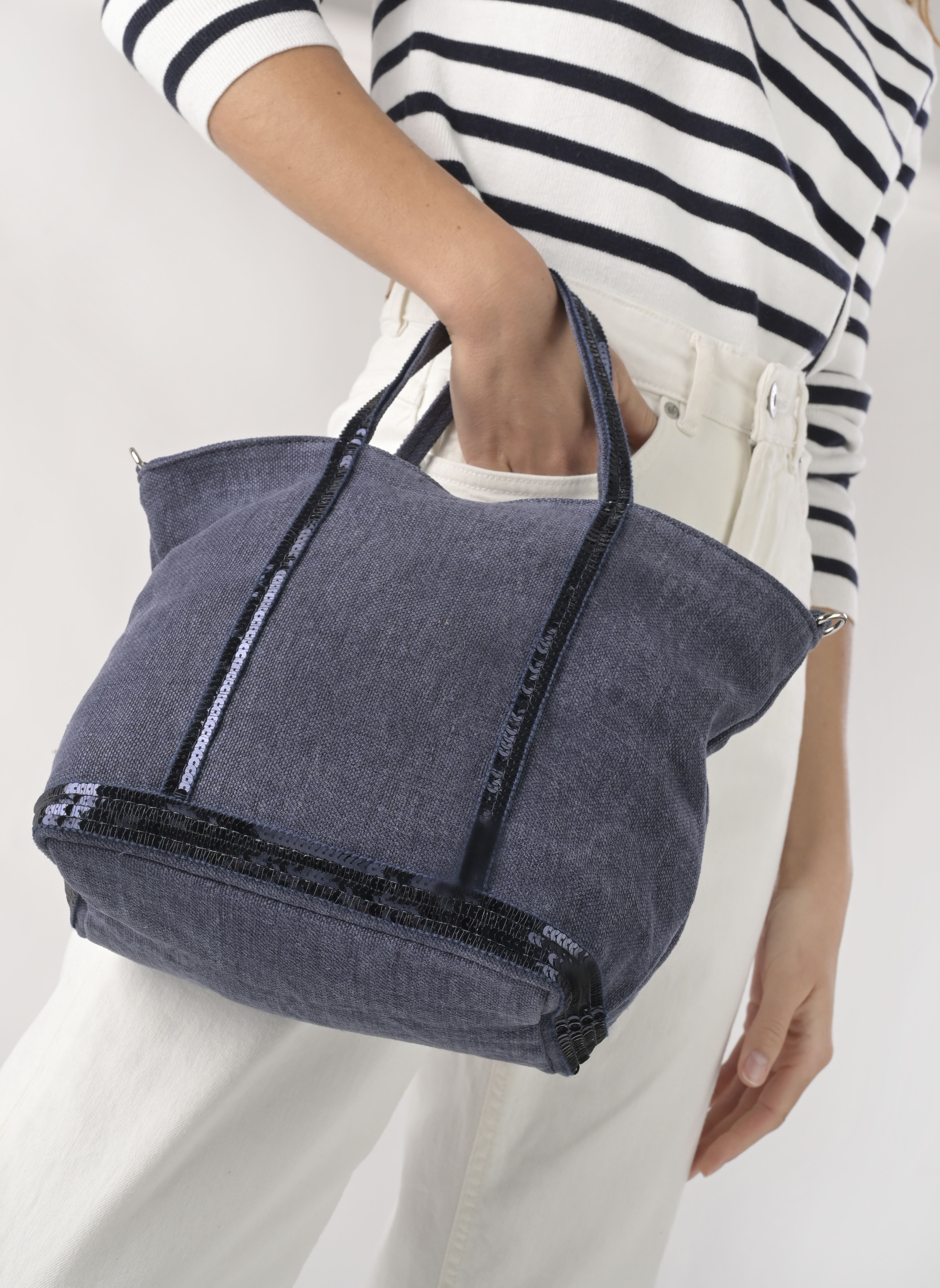 Grote winkelzak Cabas S Bandoulière en Lin et Paillettes dames blauw Vanessa Bruno Grote winkelzak Cabas S Bandoulière en Lin et Paillettes dames blauw Denim