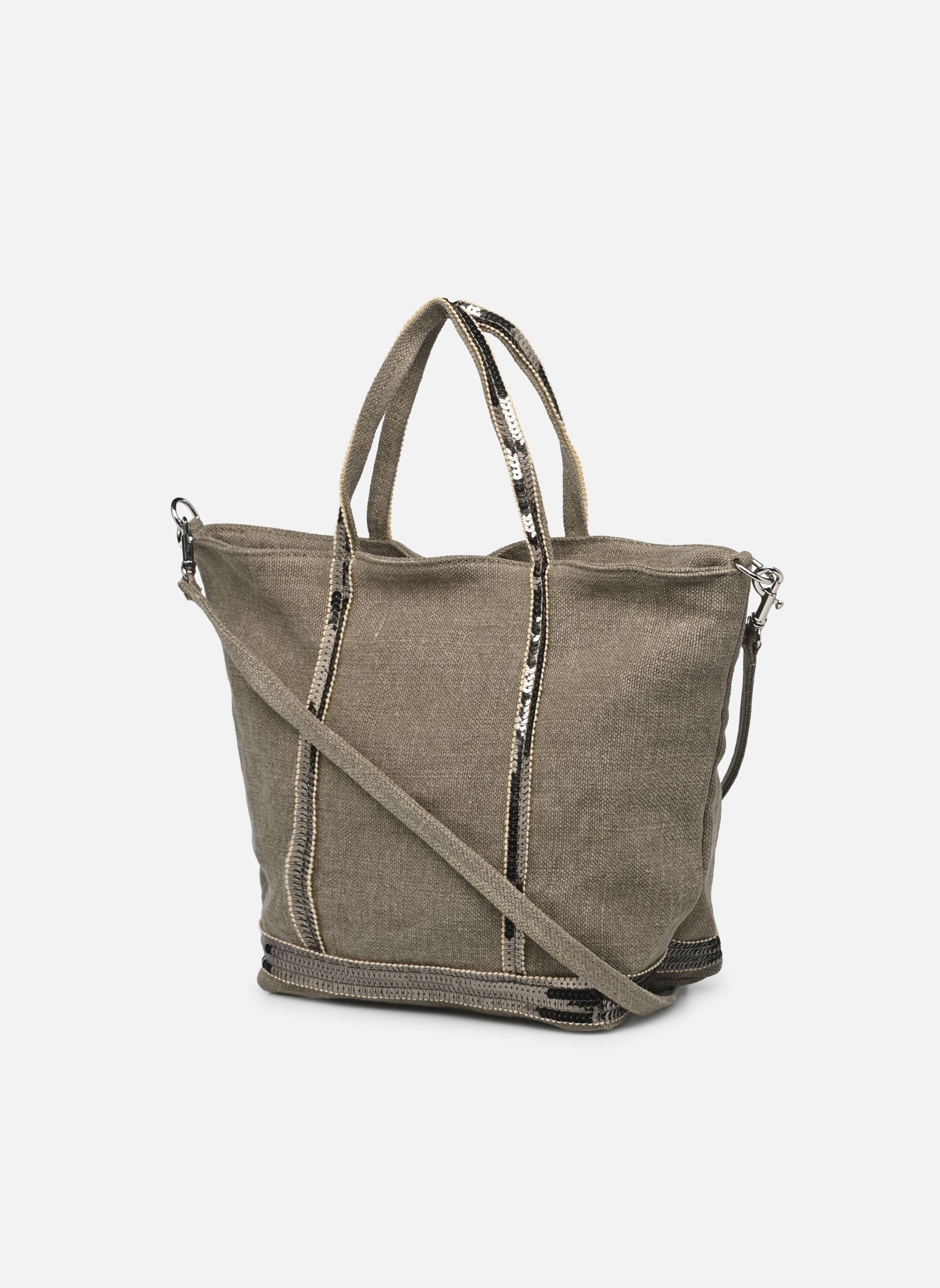 Borsa da spiaggia Cabas S Bandoulière en Lin et Paillettes donna verde Vanessa Bruno Borsa da spiaggia Cabas S Bandoulière en Lin et Paillettes donna verde KAKI