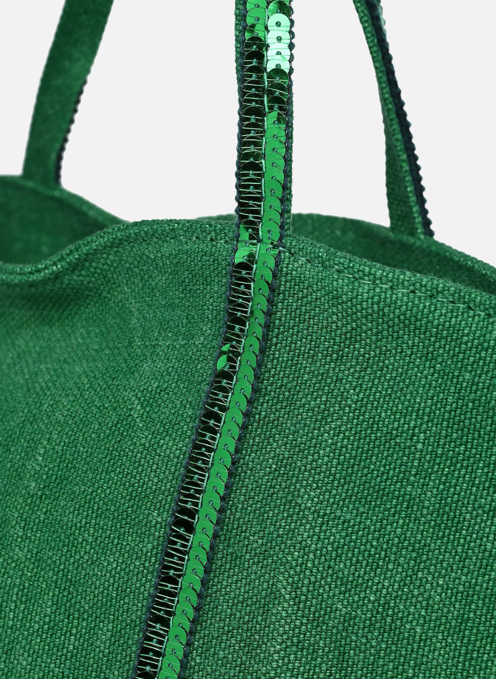 Shopper Cabas S Bandoulière en Lin et Paillettes damen grün Vanessa Bruno Shopper Cabas S Bandoulière en Lin et Paillettes damen grün GAZON