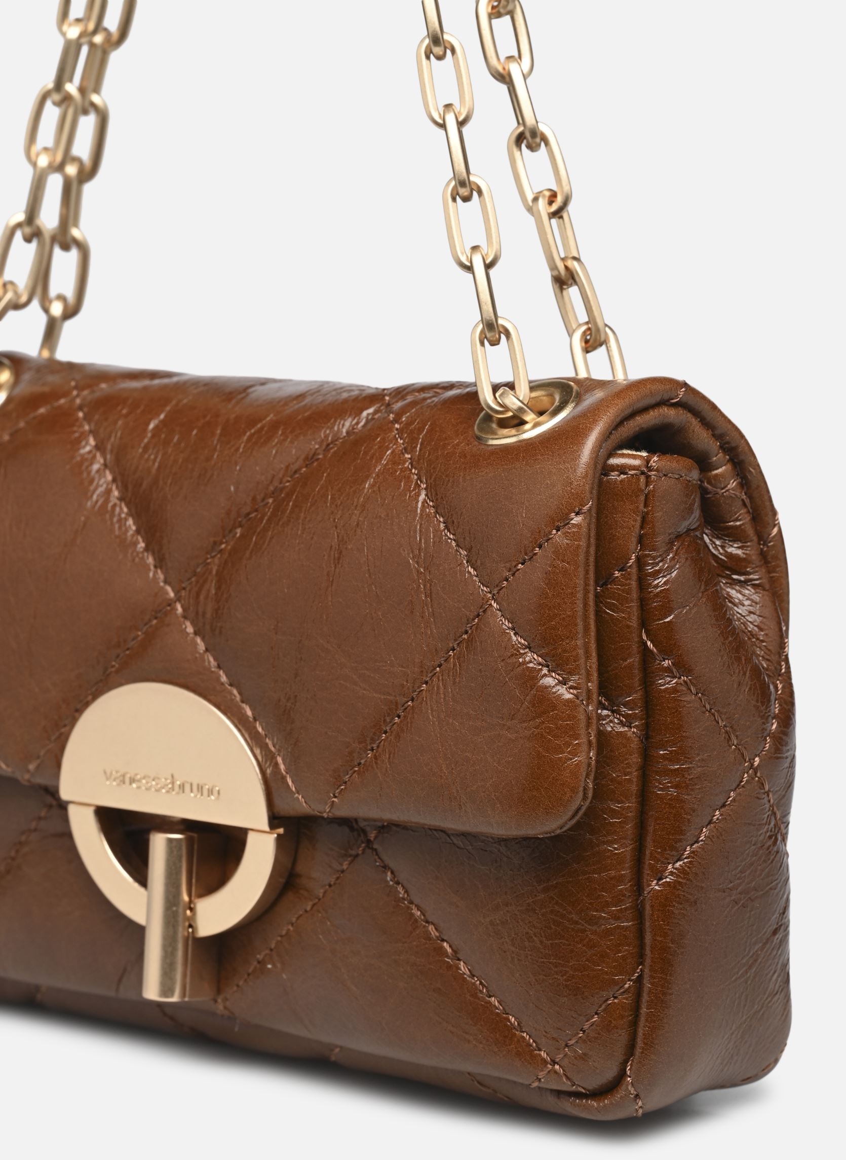 Vanessa Bruno Sac bandouli?�re - Nano Moon en Cuir Craquel?� (Marron) - Sacs ?� main chez Sarenza 