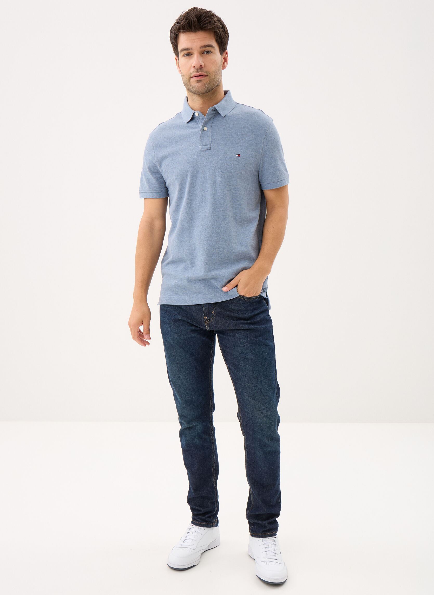 Polos 1985 Regular Polo homme bleu Tommy Hilfiger Polos 1985 Regular Polo homme bleu BRISK BLUE HEATHER